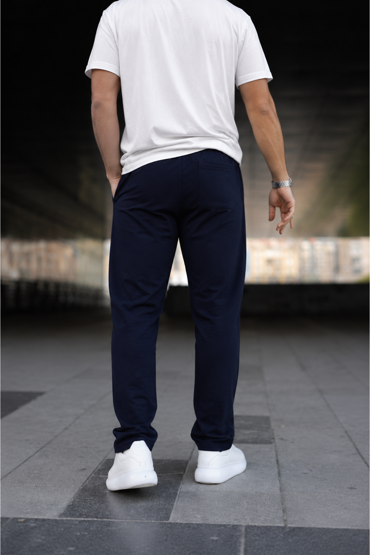 Erkek Trend Baskılı Jogger Lacivert Baggy Eşofman Altı