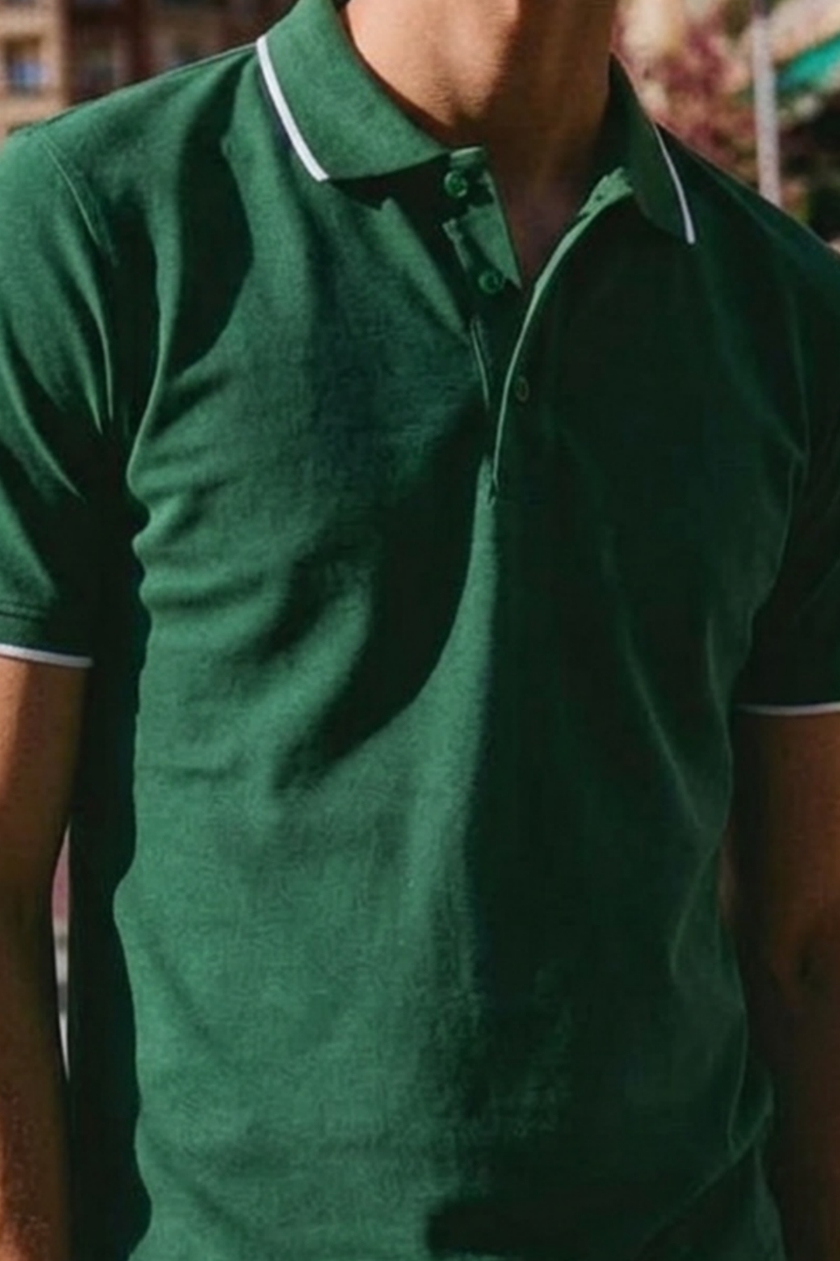Erkek Düğmeli Fashion Yeşil Polo Yaka Tişört