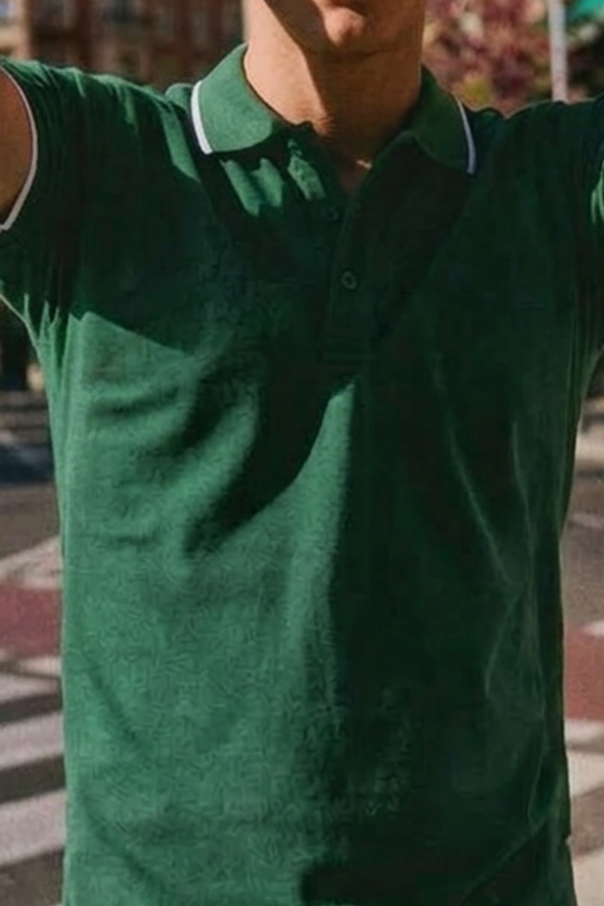 Erkek Düğmeli Fashion Yeşil Polo Yaka Tişört