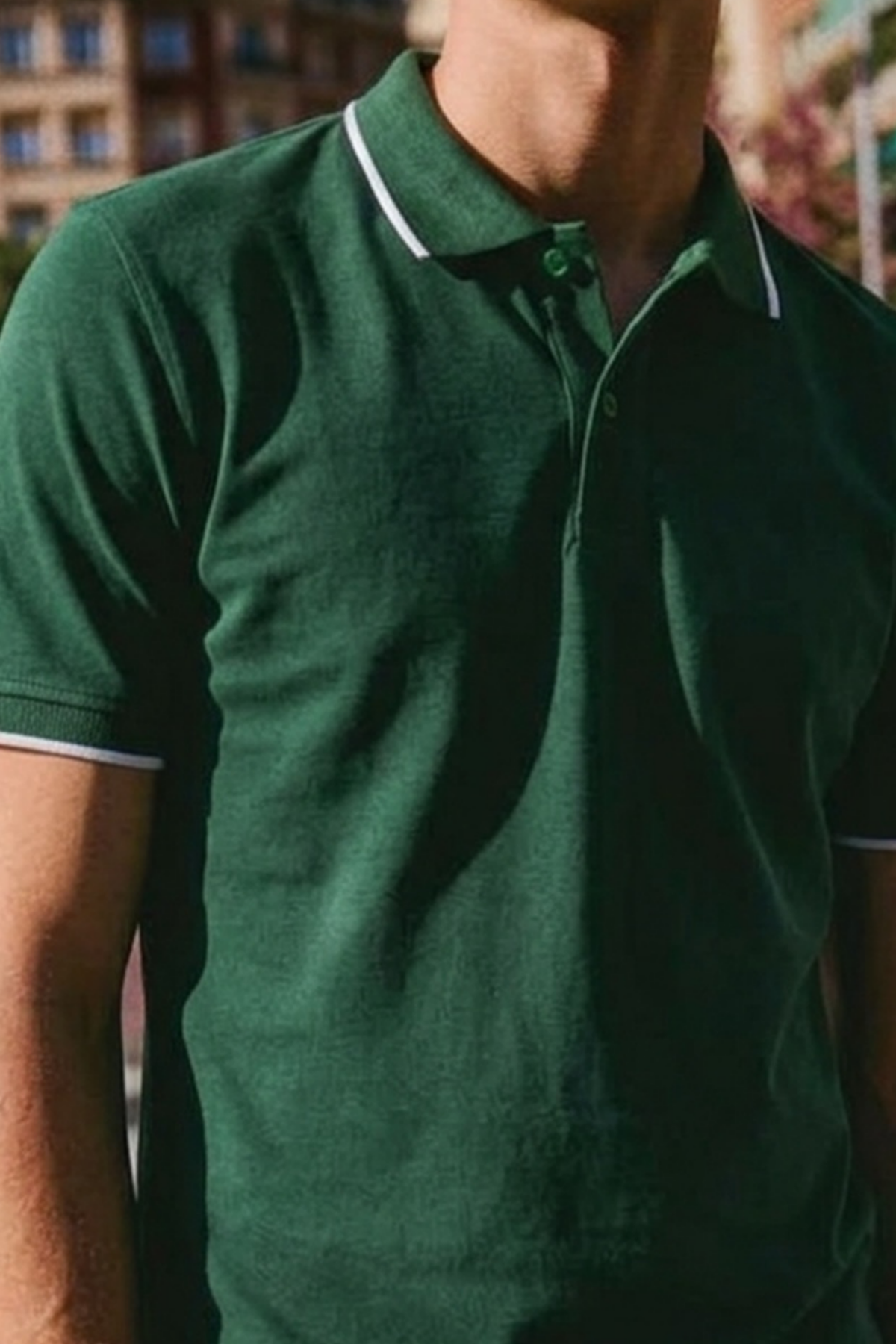 Erkek Düğmeli Fashion Haki  Polo Yaka Tişört