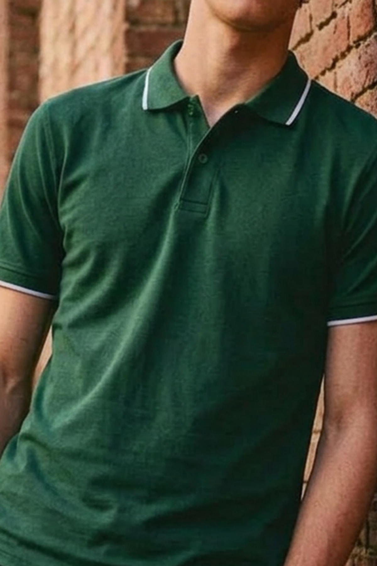 Erkek Düğmeli Fashion Haki  Polo Yaka Tişört