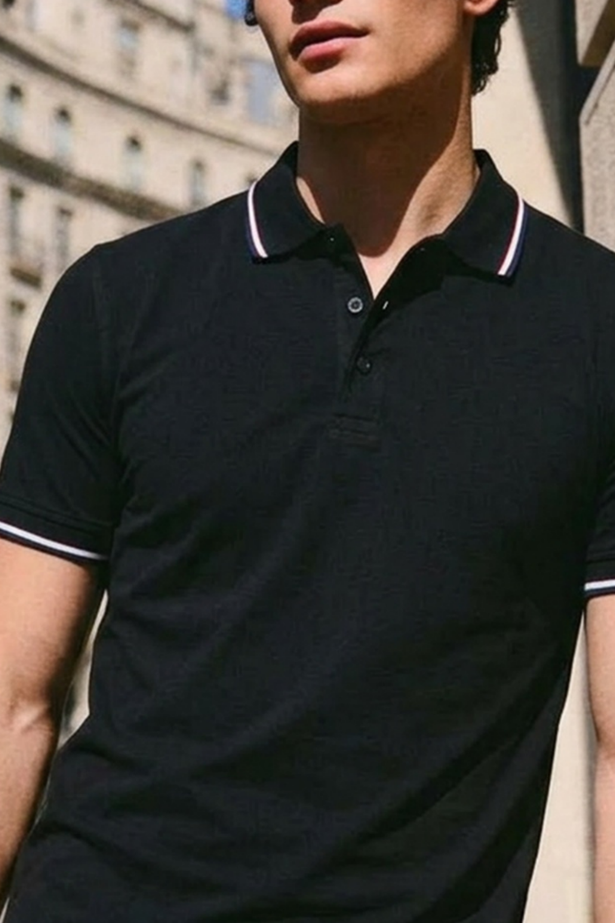 Erkek Basic Klasik Şık Siyah Polo Yaka Tişört