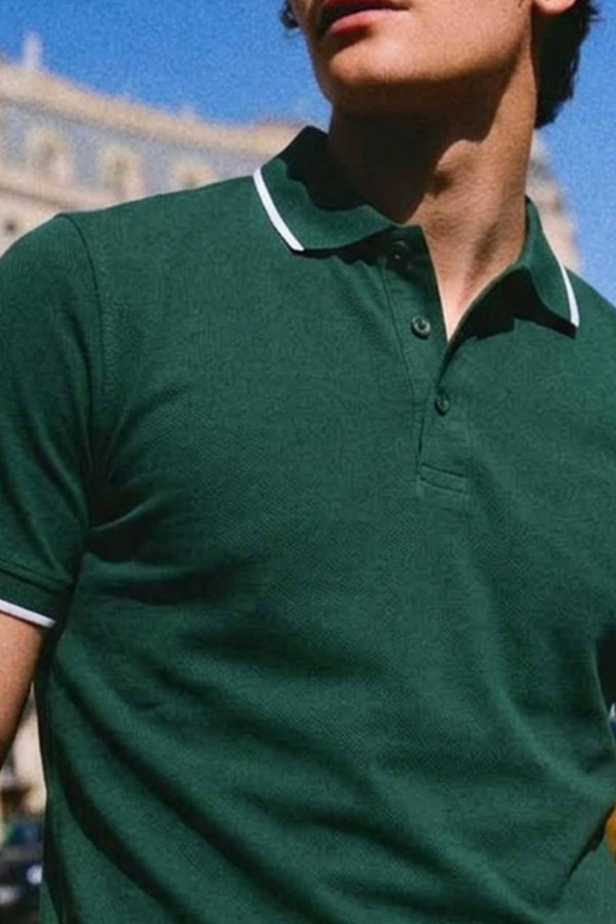 Erkek Basic Klasik Şık Haki Polo Yaka Tişört