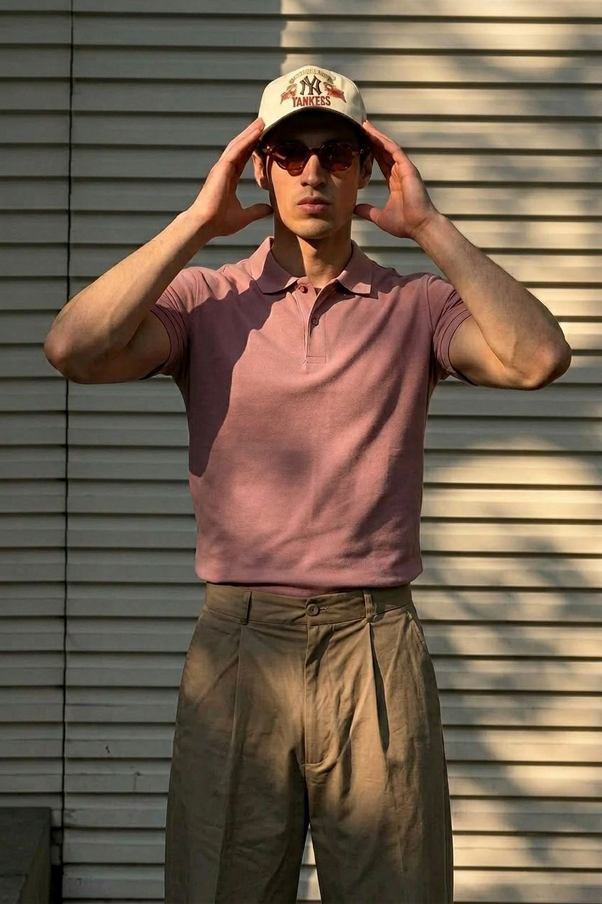 Erkek Klasik Slim Fit Pembe Polo Yaka Tişört