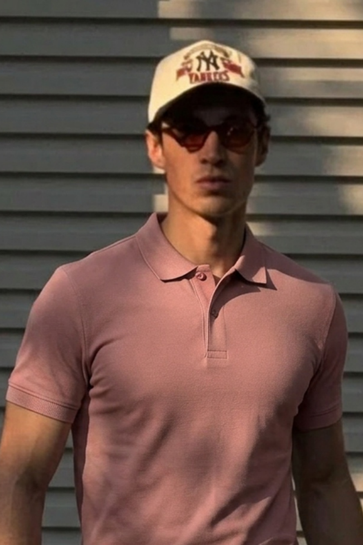 Erkek Klasik Slim Fit Pembe Polo Yaka Tişört