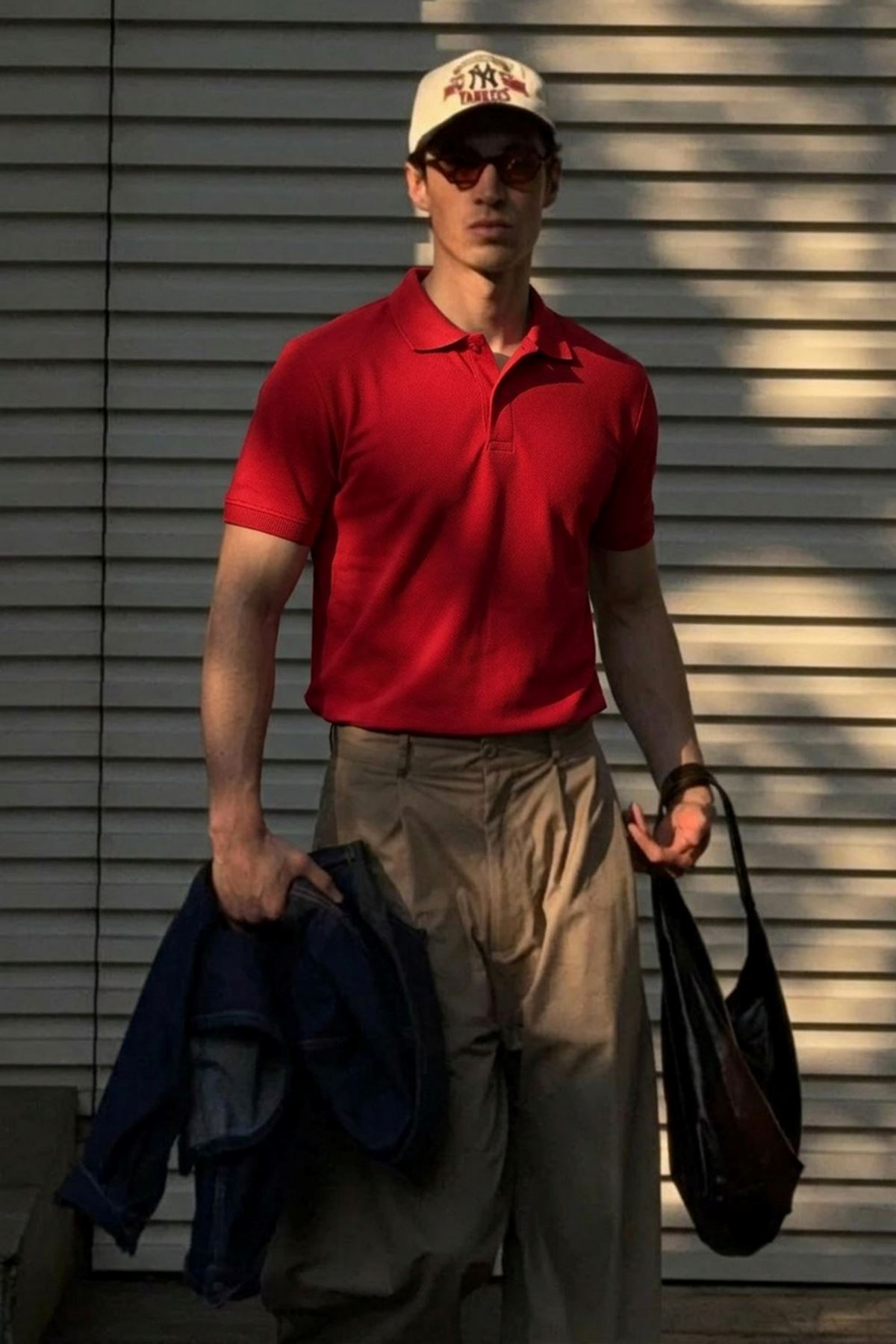 Erkek Klasik Slim Fit Kırmızı Polo Yaka Tişört