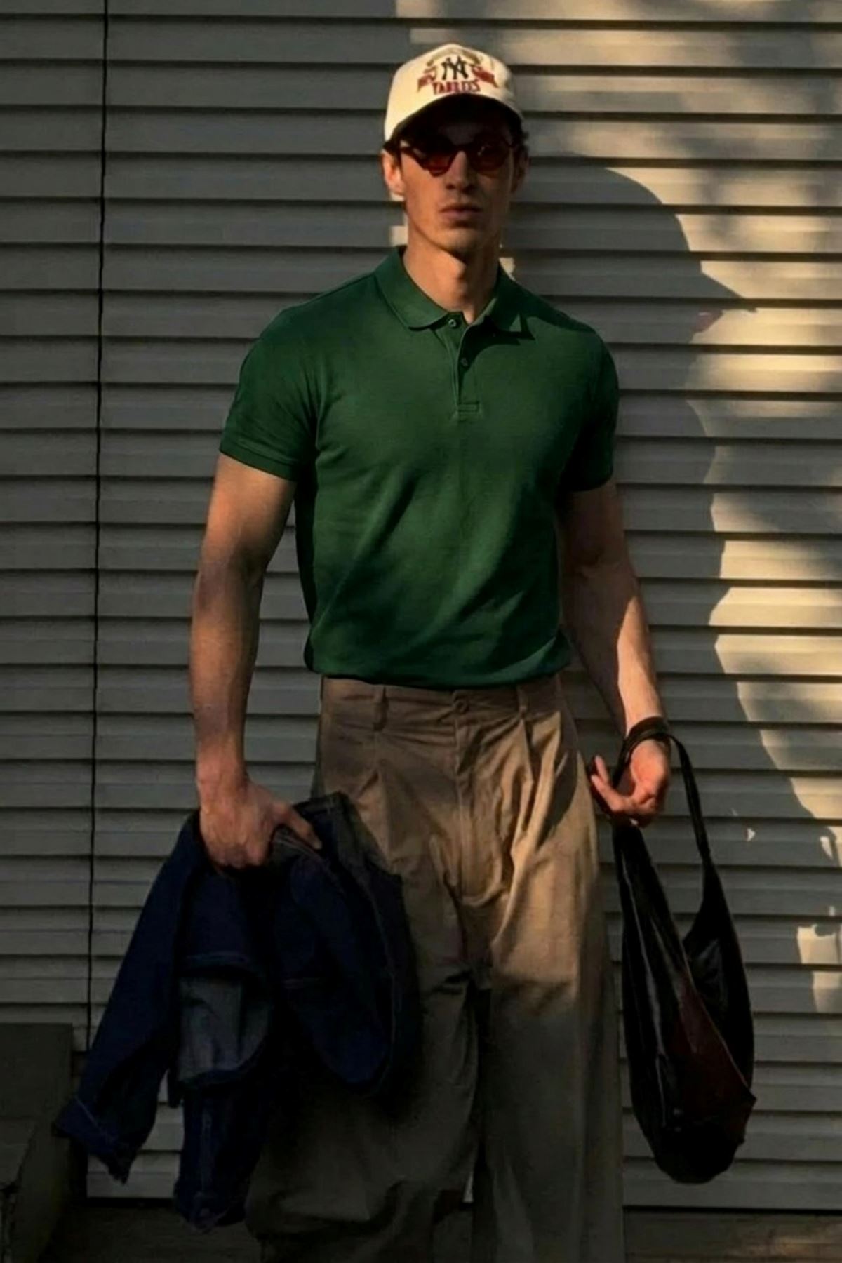Erkek Klasik Slim Fit Yeşil Polo Yaka Tişört