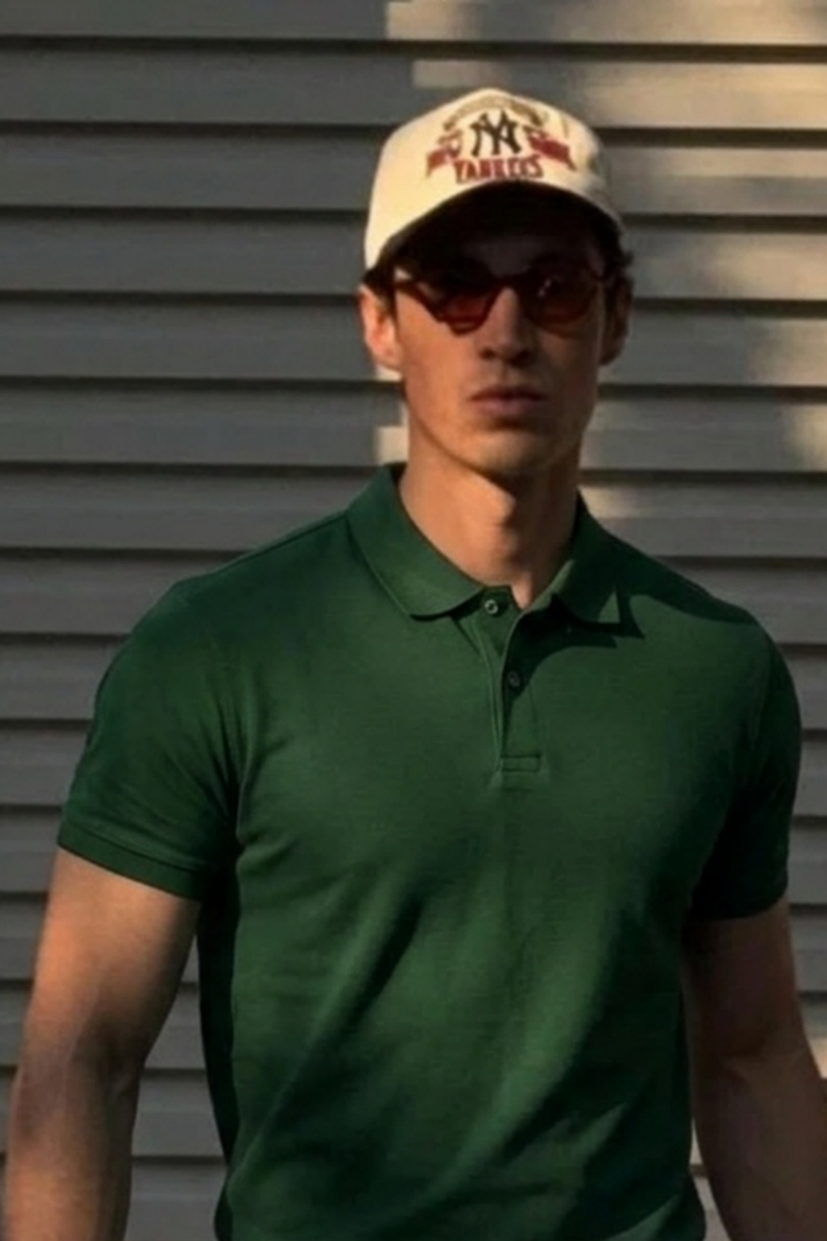 Erkek Klasik Slim Fit Yeşil Polo Yaka Tişört