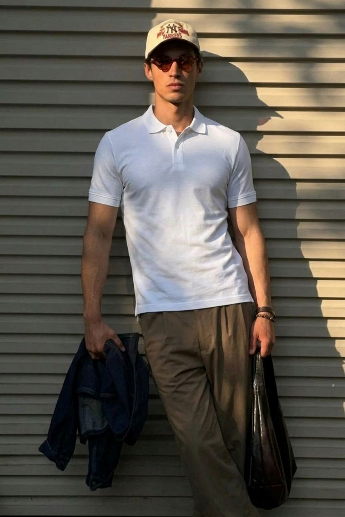 Erkek Klasik Slim Fit Beyaz Polo Yaka Tişört