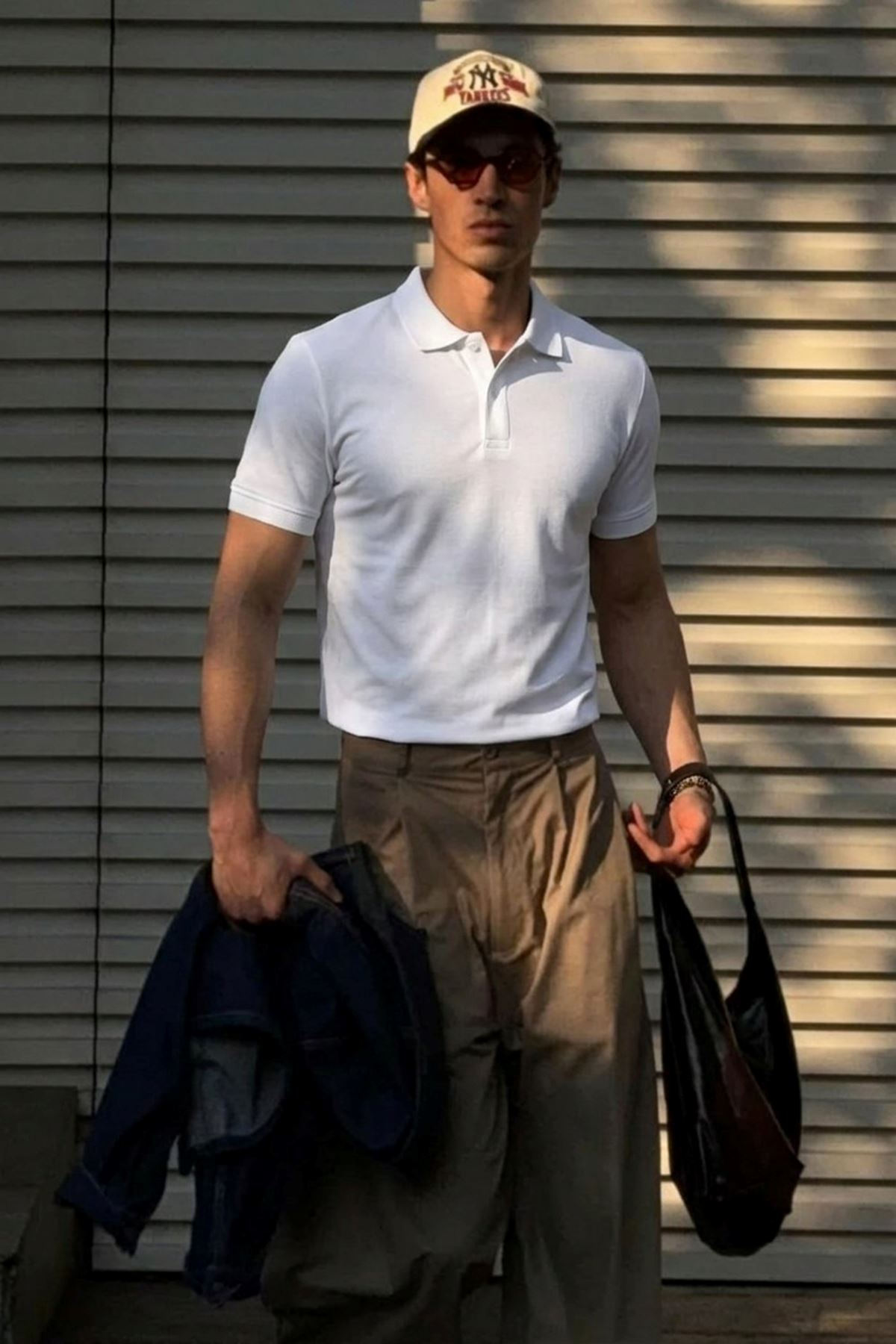 Erkek Klasik Slim Fit Beyaz Polo Yaka Tişört