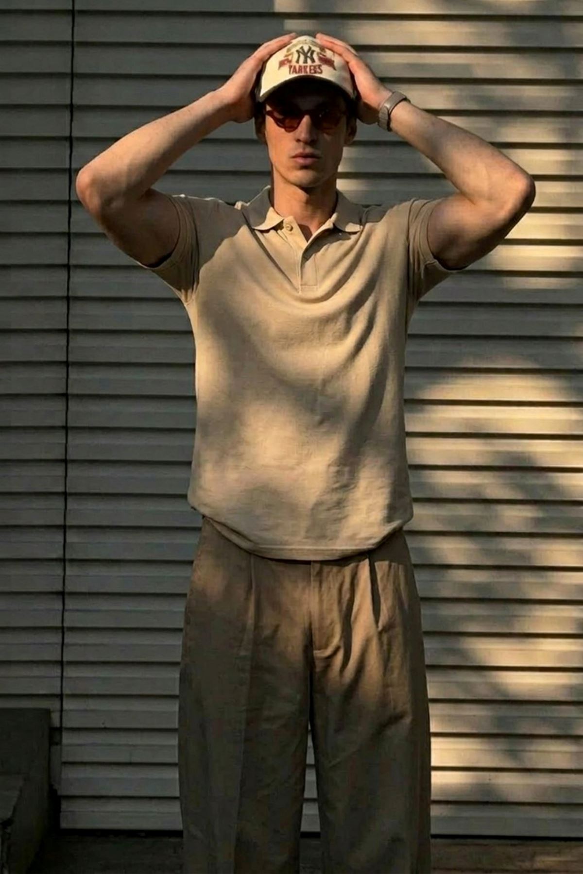 Erkek Klasik Slim Fit Krem Polo Yaka Tişört