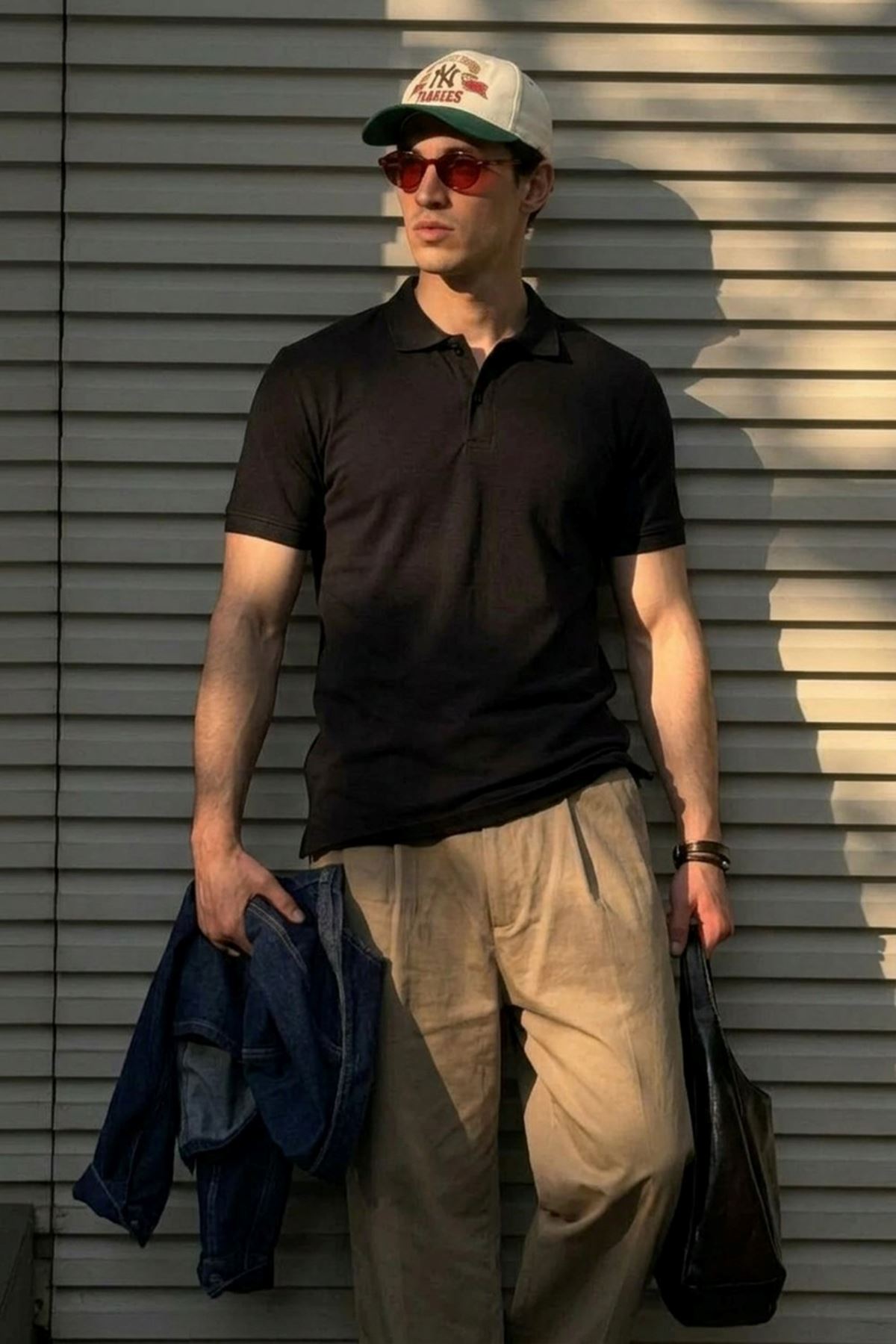 Erkek Klasik Slim Fit Siyah Polo Yaka Tişört