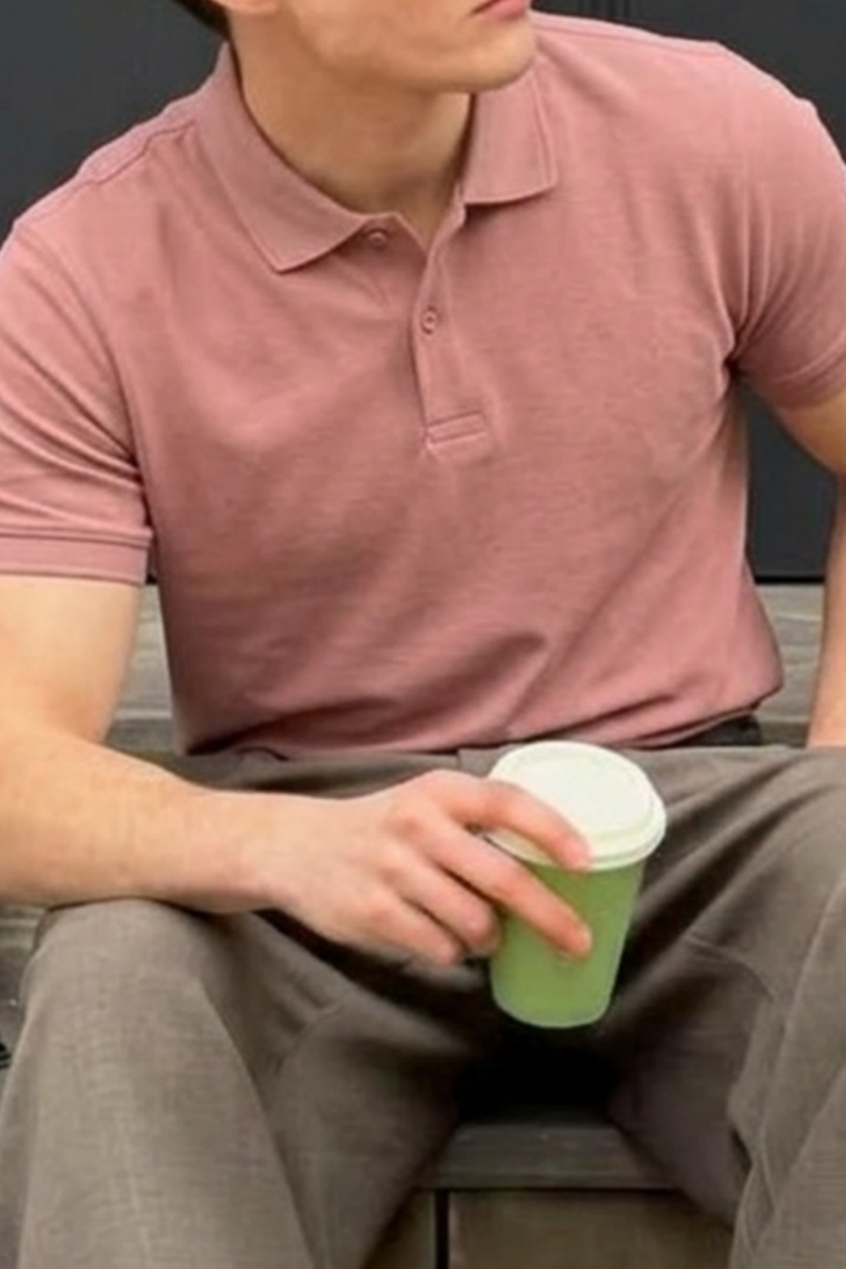 Erkek Pamuklu Fashion Pembe Polo Yaka Tişört