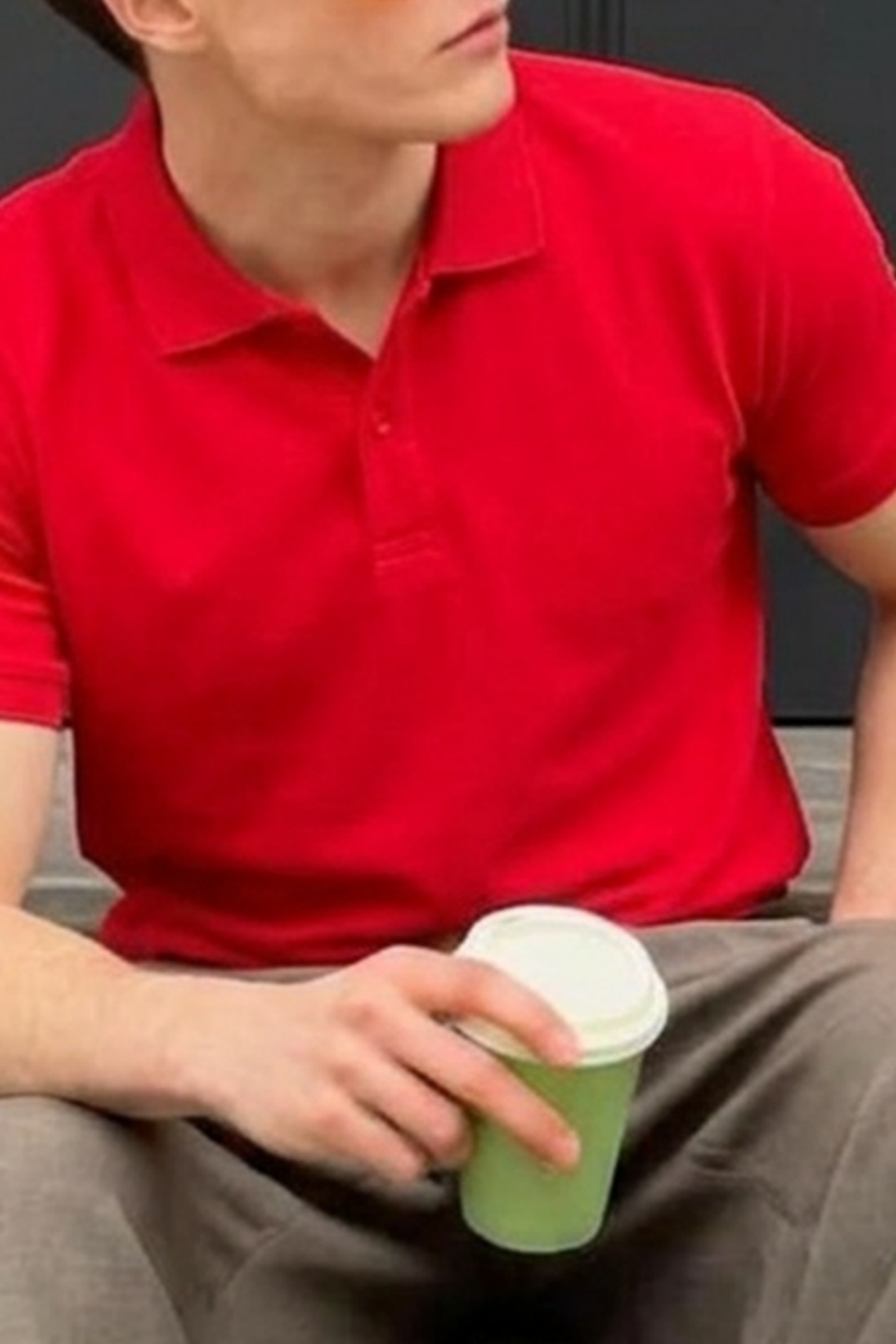 Erkek Pamuklu Fashion Kırmızı Polo Yaka Tişört