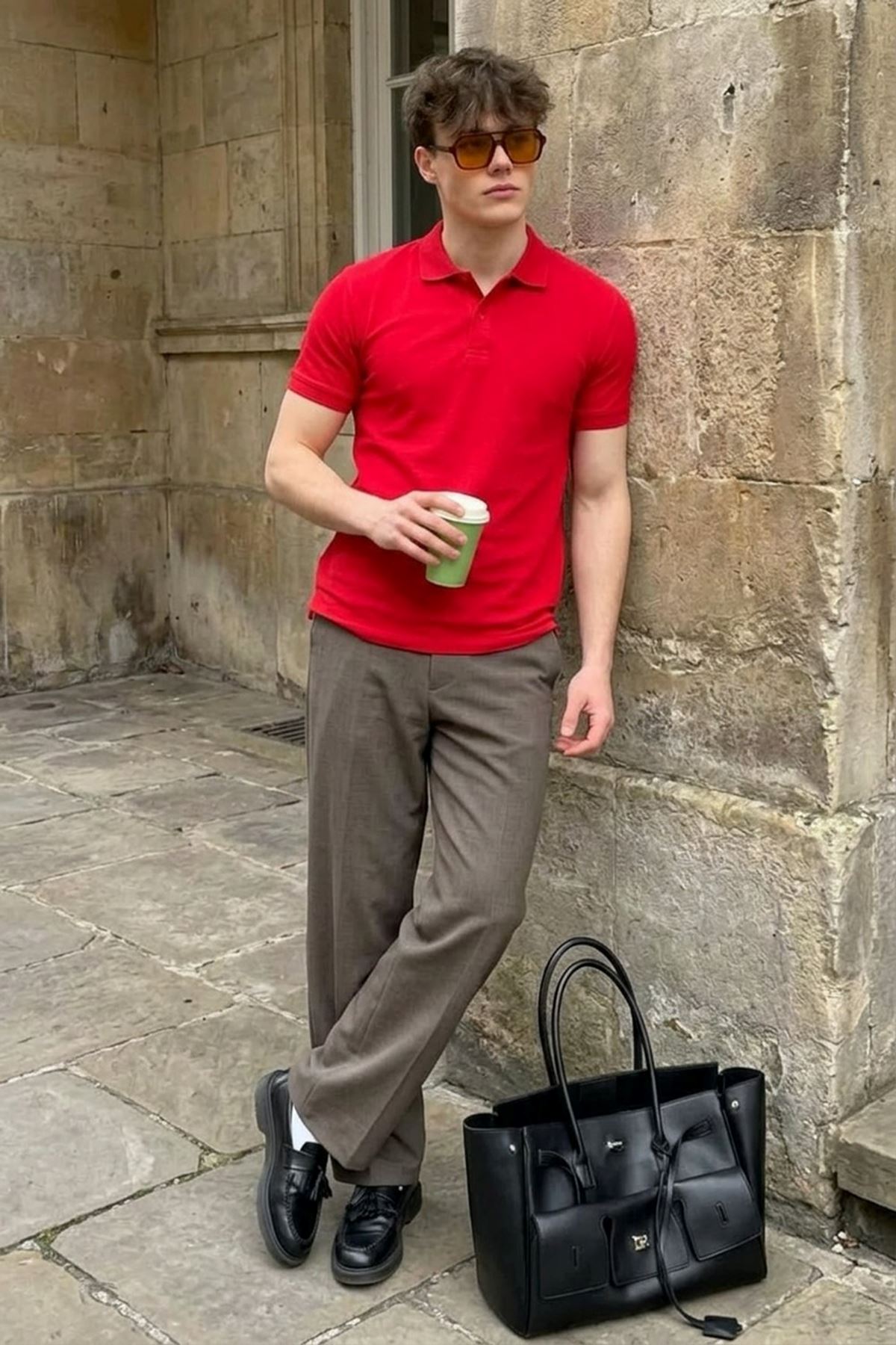 Erkek Pamuklu Fashion Kırmızı Polo Yaka Tişört