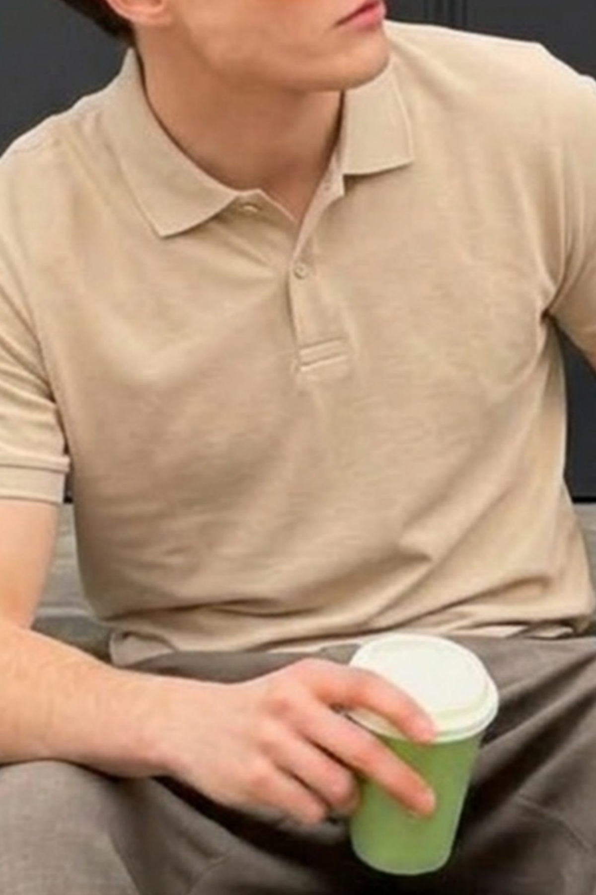 Erkek Pamuklu Fashion Krem Polo Yaka Tişört