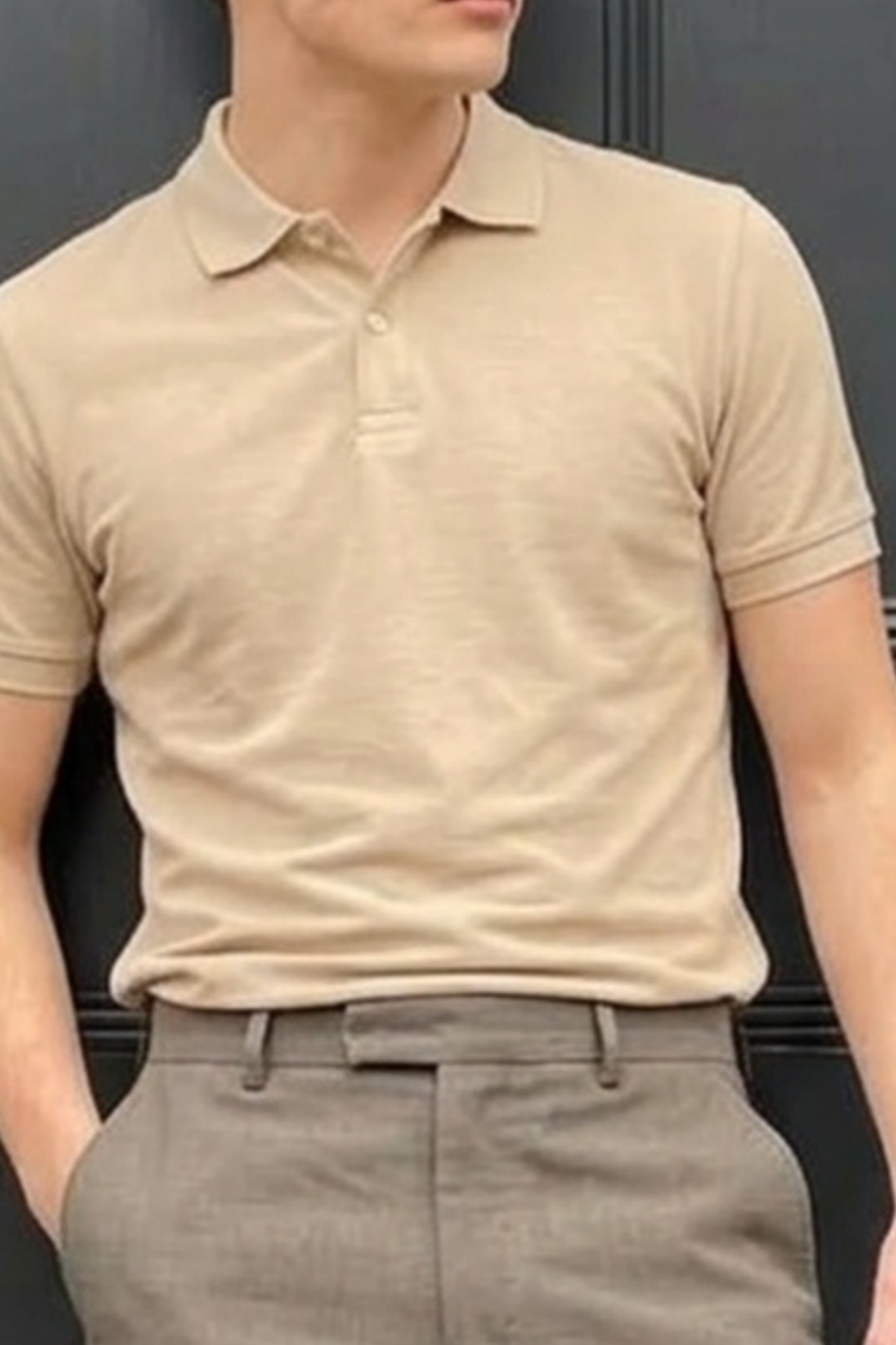 Erkek Pamuklu Fashion Krem Polo Yaka Tişört
