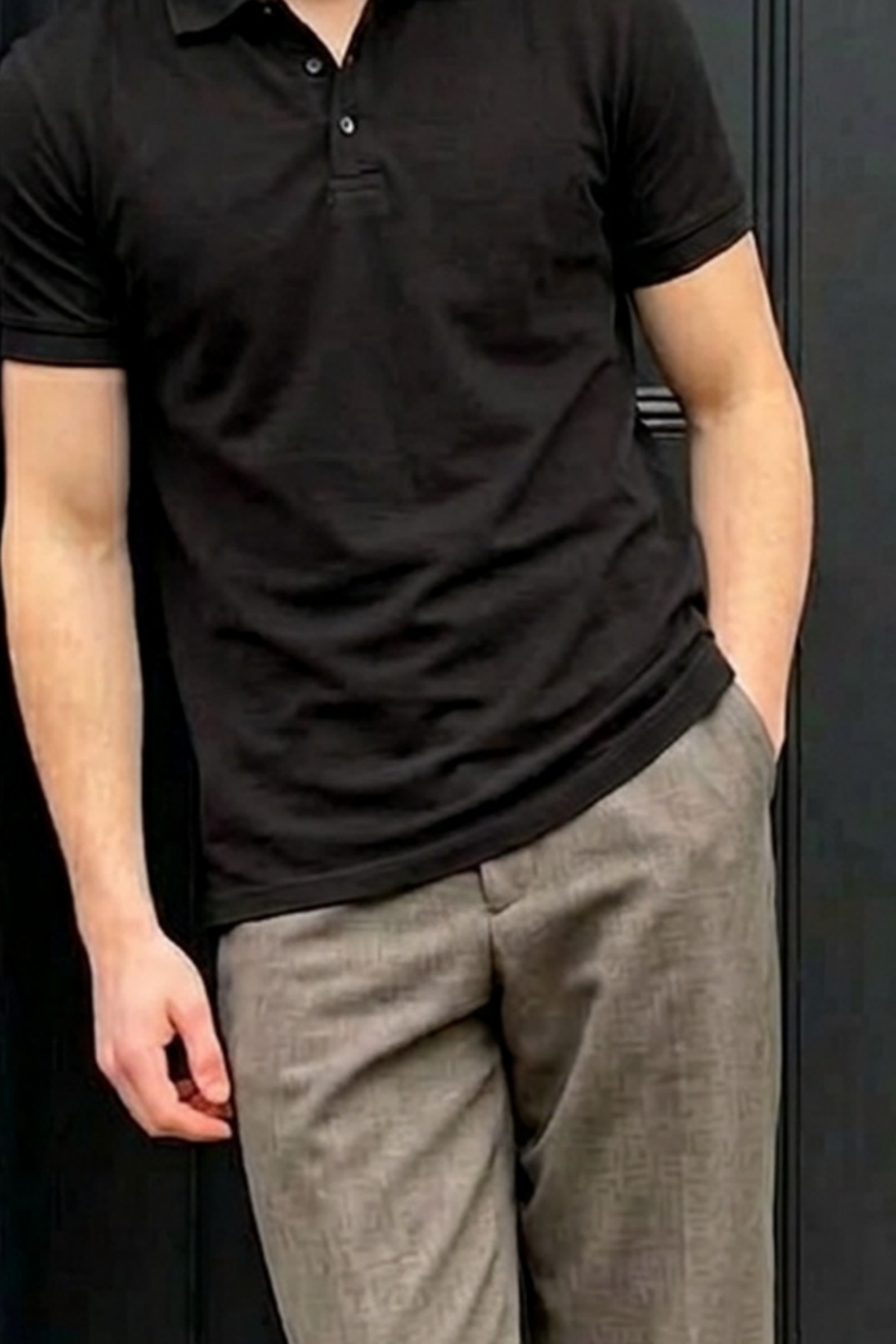 Erkek Pamuklu Fashion Siyah Polo Yaka Tişört