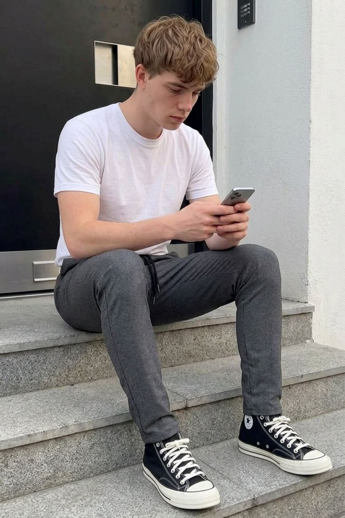 Erkek Lastikli Çift Cepli Füme Jogger Pantolon