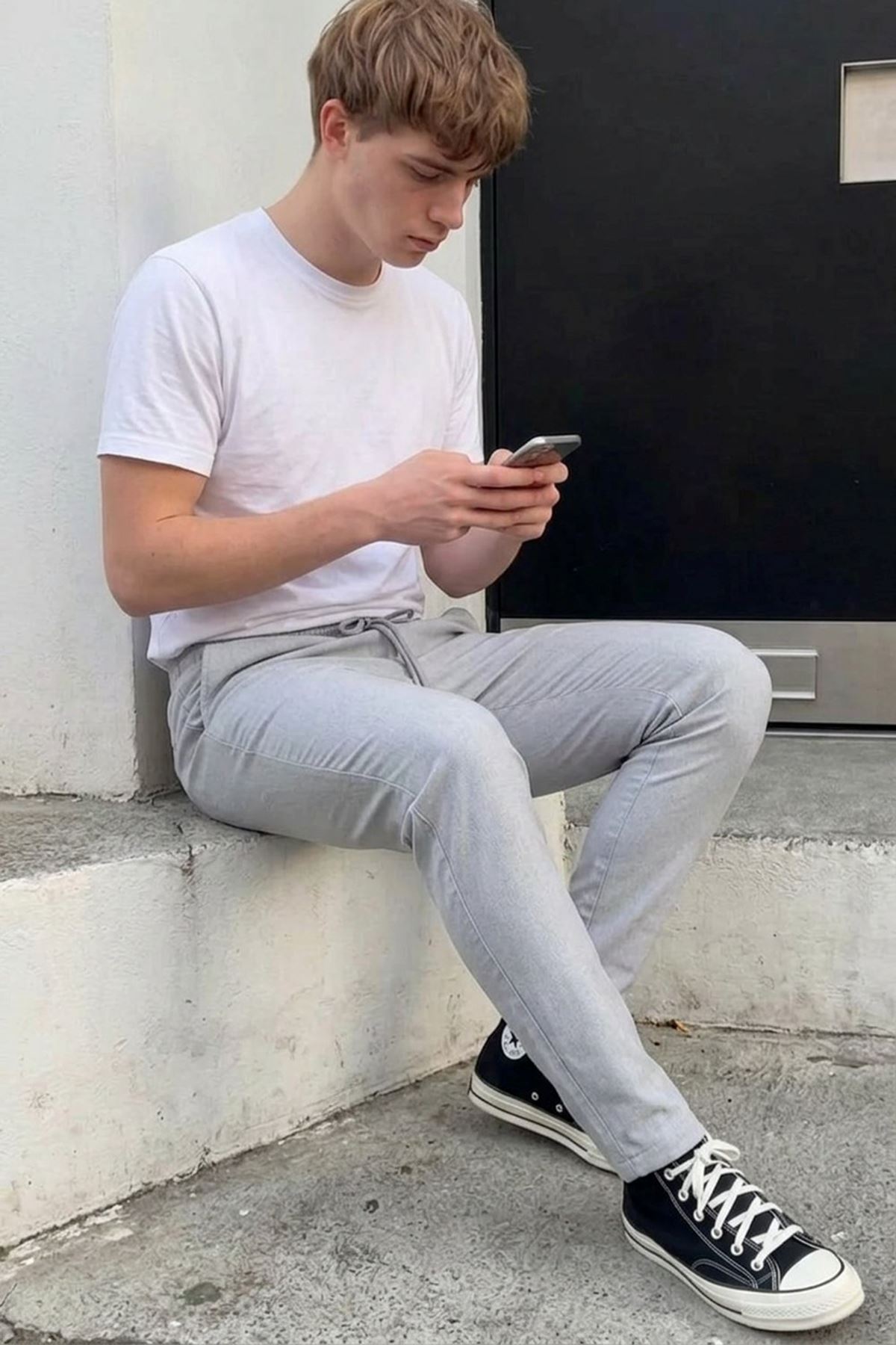 Erkek Lastikli Çift Cepli A.Gri Jogger Pantolon