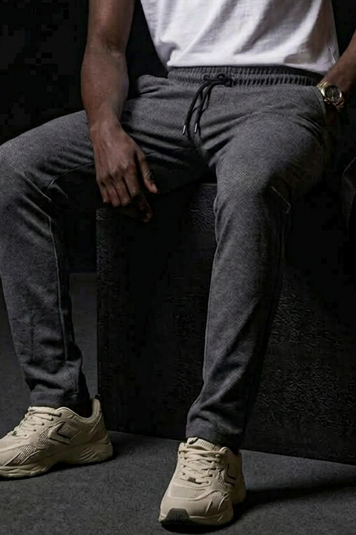 Erkek Lastikli Cepli Straight Fit Füme Pantolon