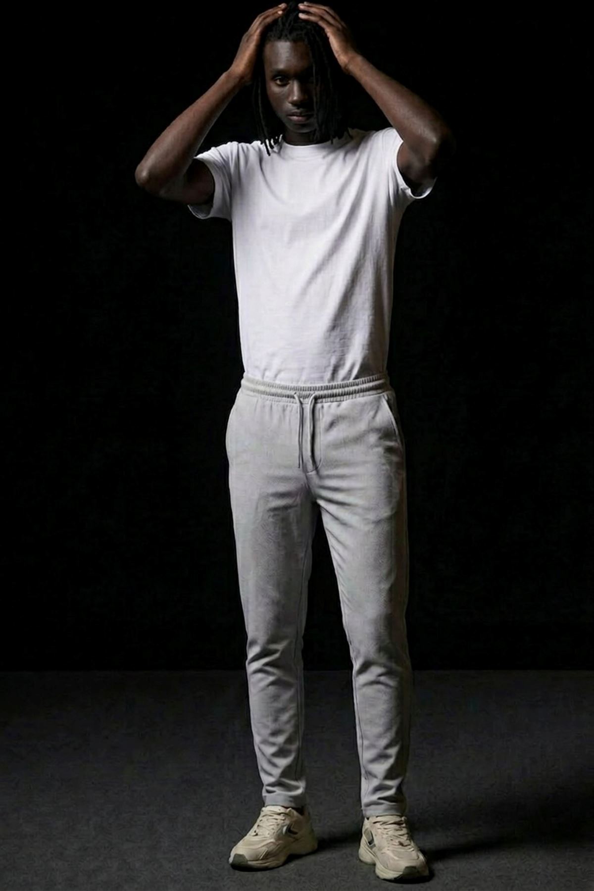 Erkek Lastikli Cepli Straight Fit A.Gri Pantolon