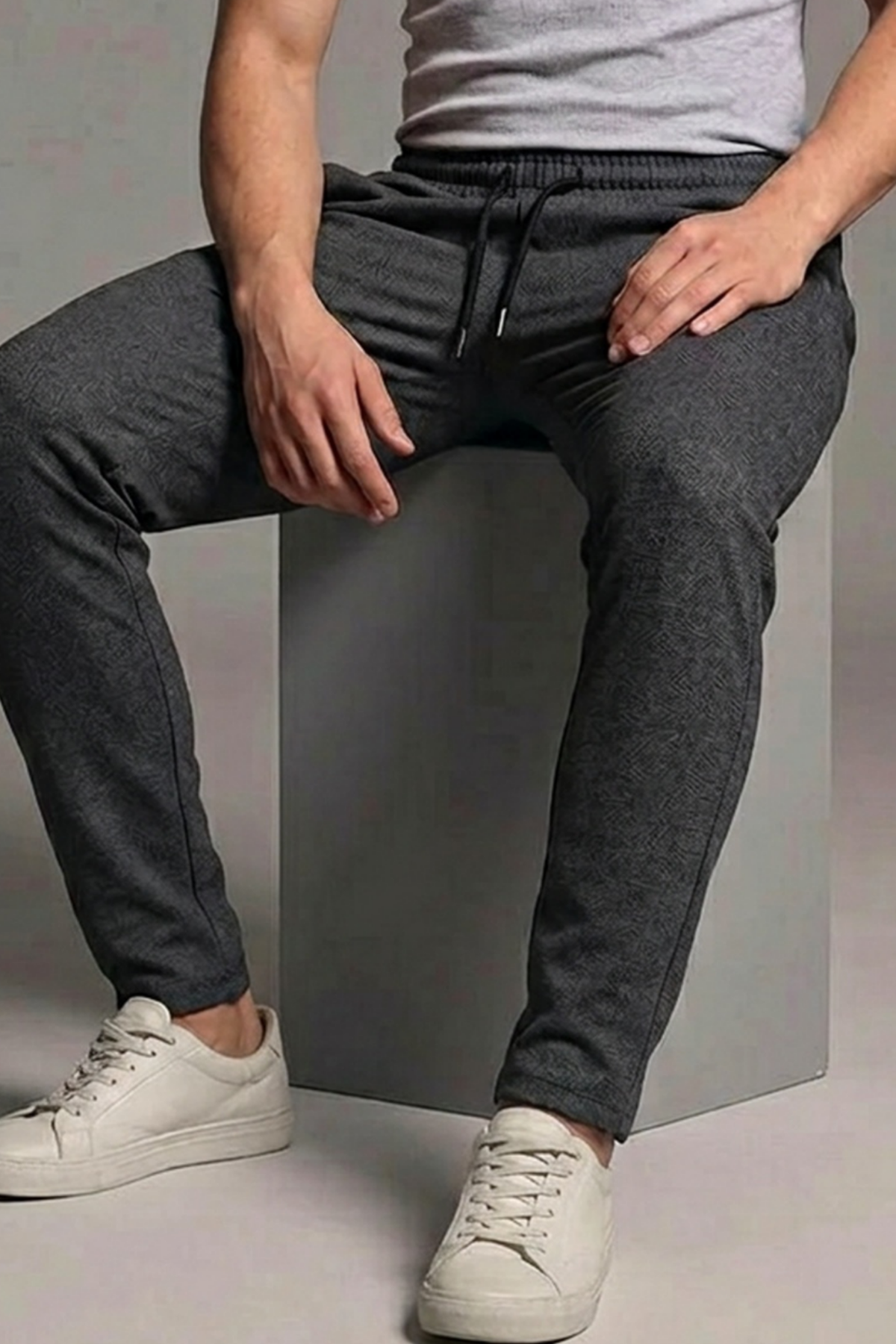 Erkek Klasik Comfort Füme Lastikli Pantolon
