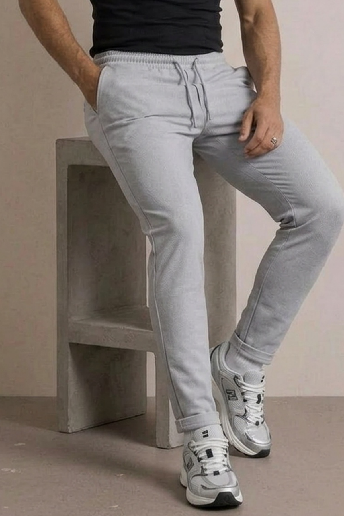 Erkek Basic Trend Bel Lastikli A.Gri Bol Pantolon