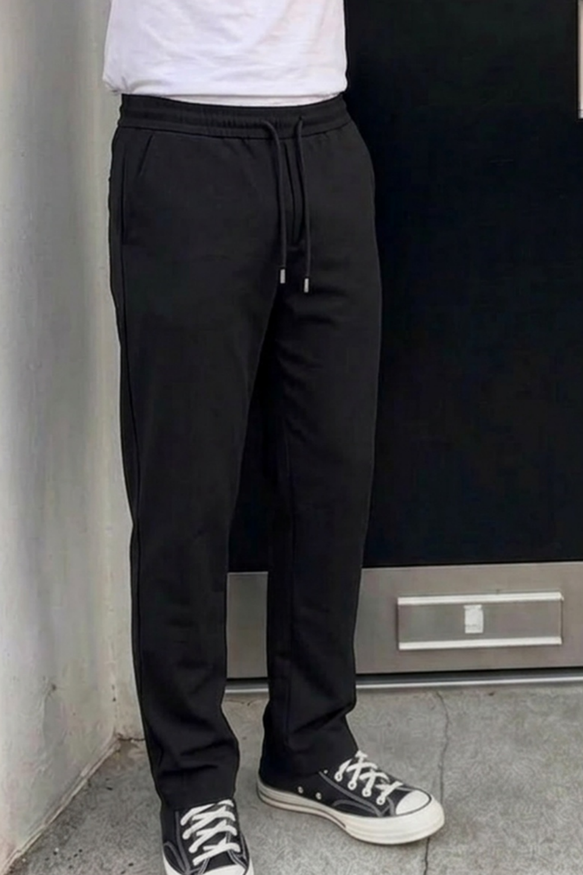 Erkek Comfort Fit Bol Paça Siyah Baggy Pantolon