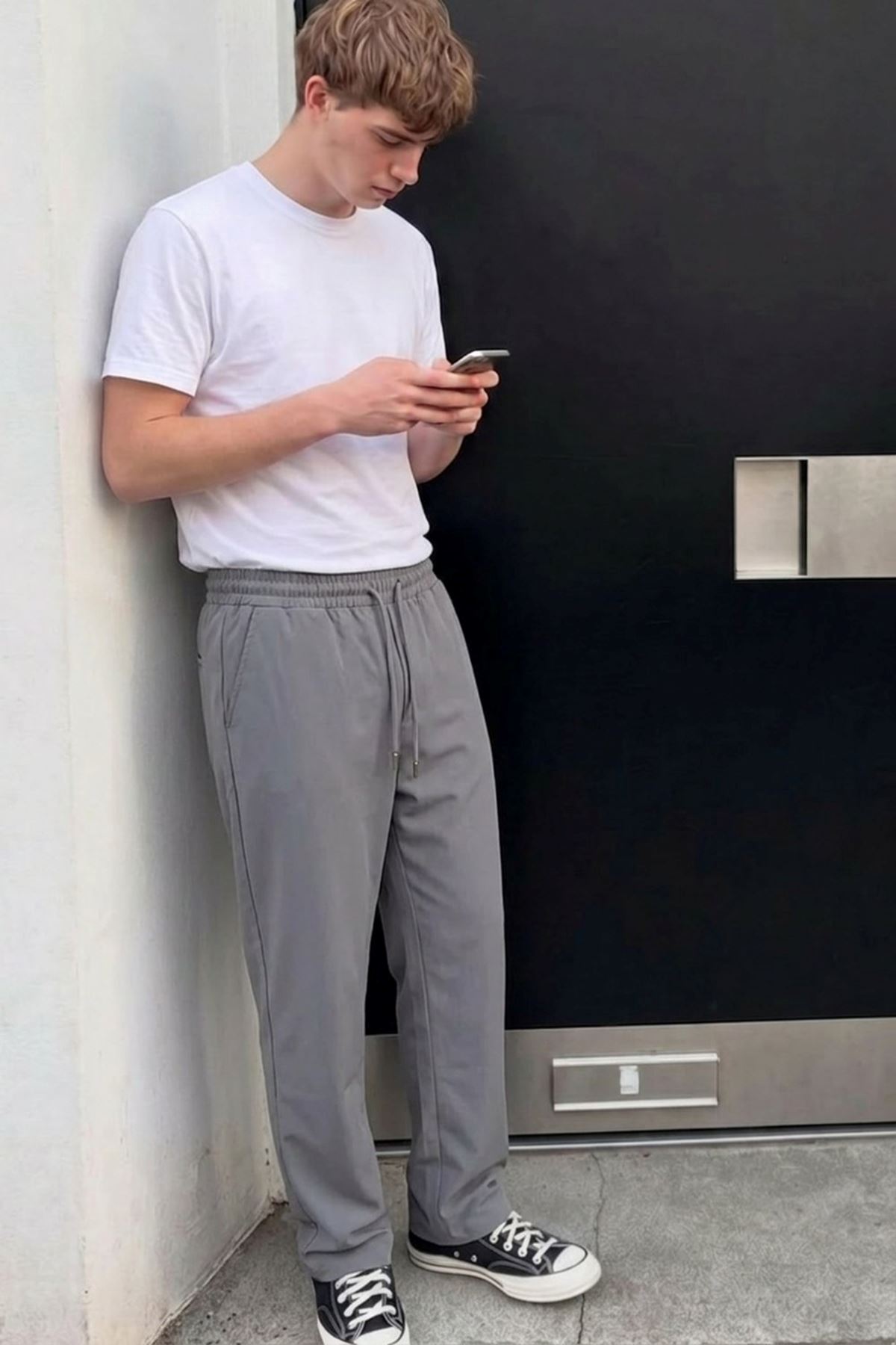 Erkek Comfort Fit Bol Paça Antrasit Baggy Pantolon