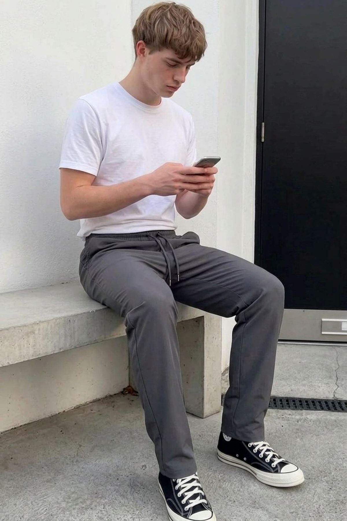 Erkek Comfort Fit Bol Paça Antrasit Baggy Pantolon