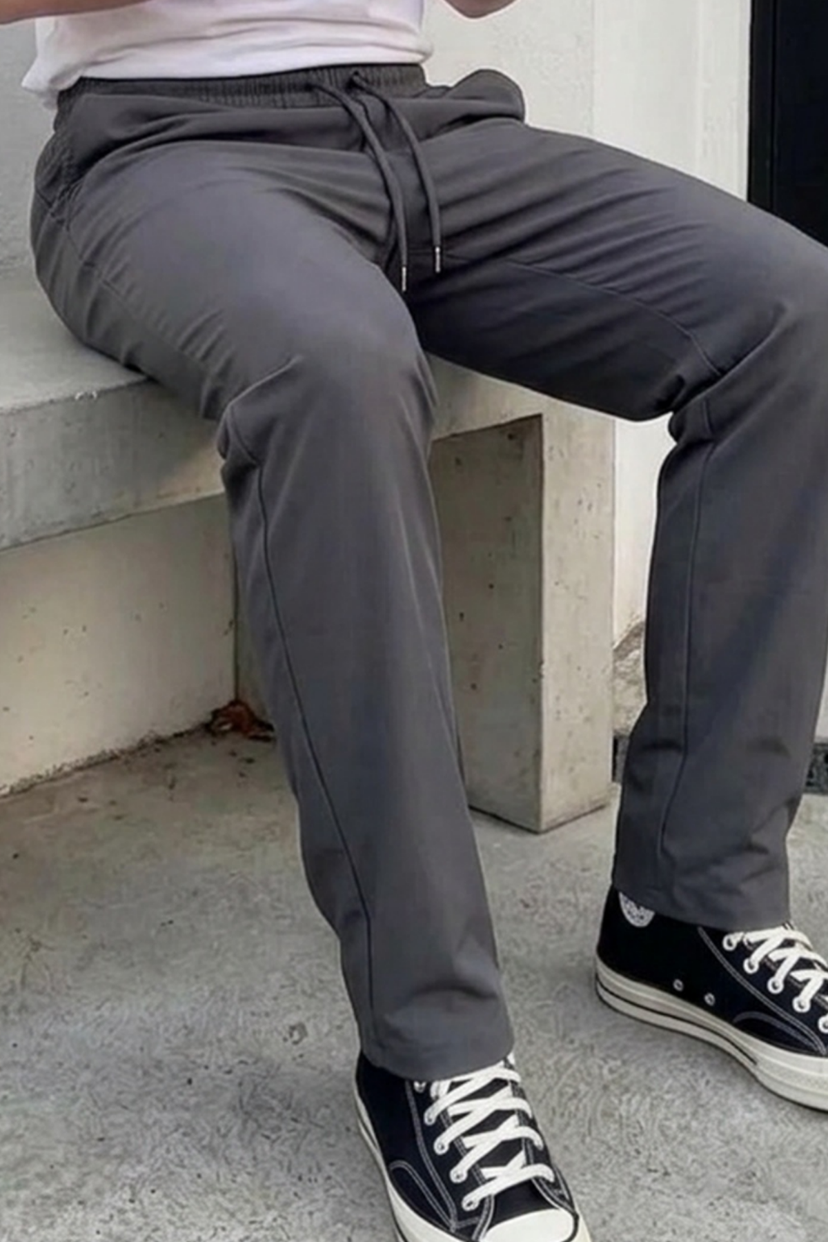 Erkek Comfort Fit Bol Paça Antrasit Baggy Pantolon