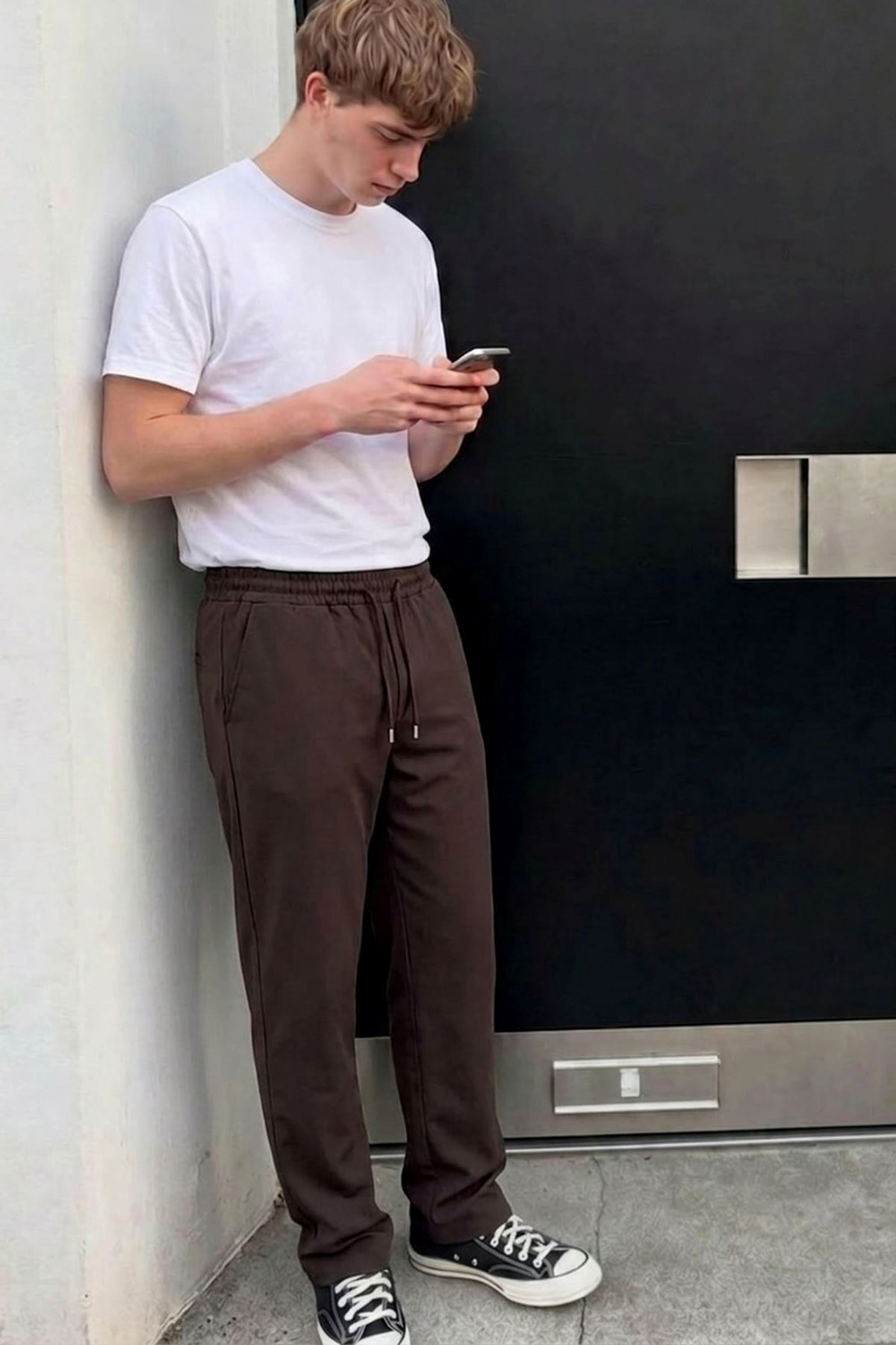 Erkek Comfort Fit Bol Paça Kahve Baggy Pantolon