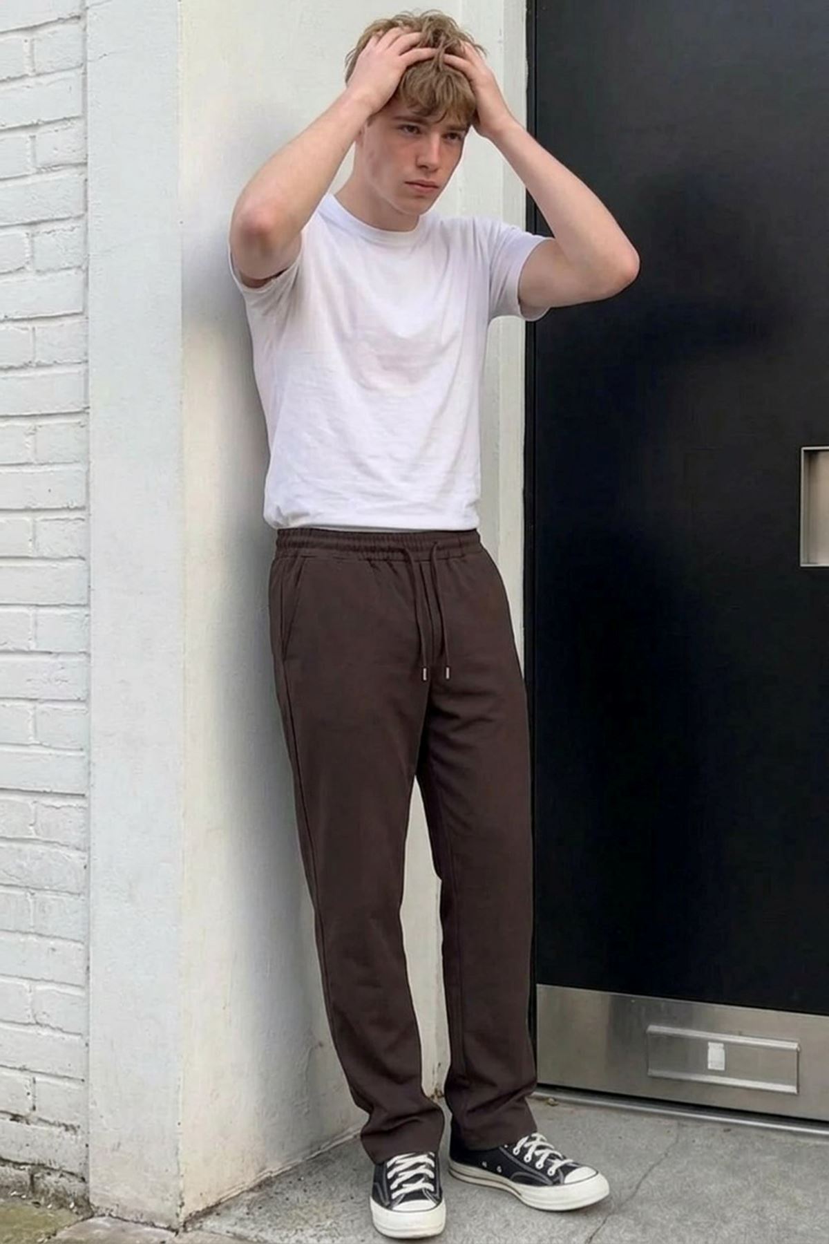 Erkek Comfort Fit Bol Paça Kahve Baggy Pantolon