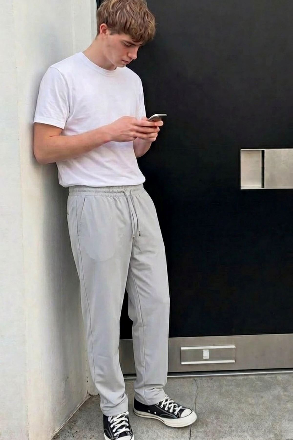 Erkek Comfort Fit Bol Paça A.Gri Baggy Pantolon