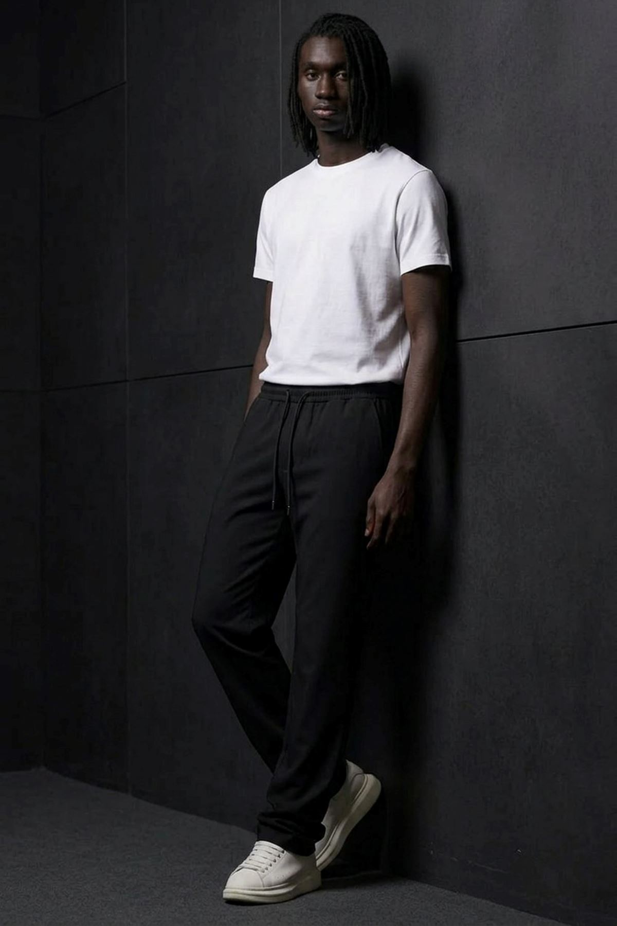 Erkek Relaxed Siyah Baggy Pantolon