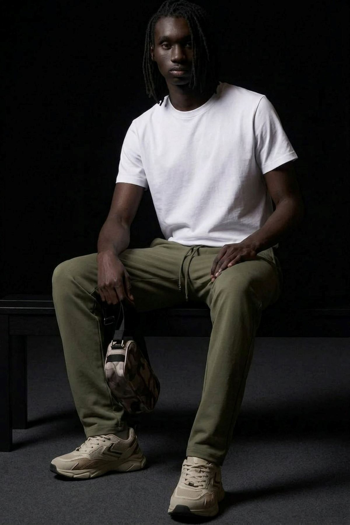 Erkek Relaxed Haki Baggy Pantolon