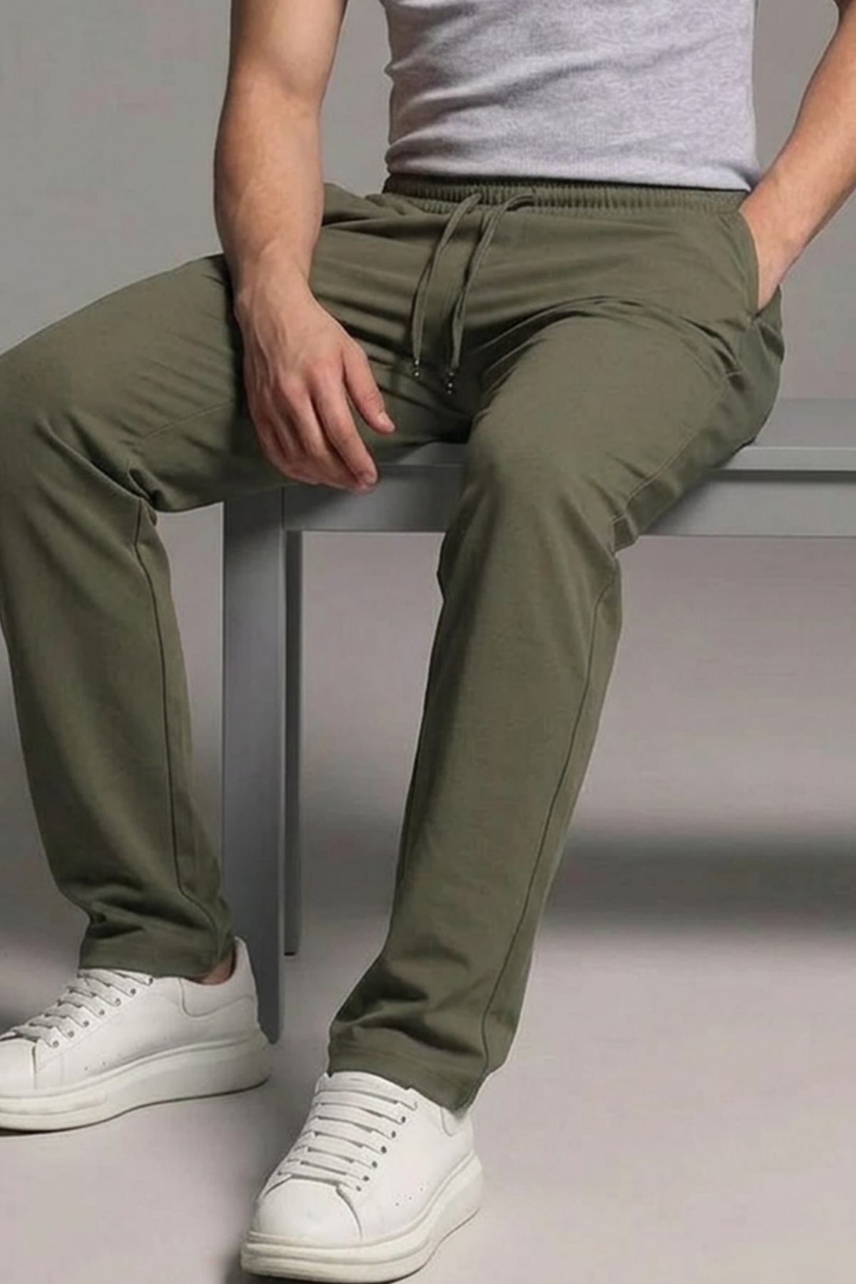 Erkek Esnek Casual Haki Baggy Pantolon