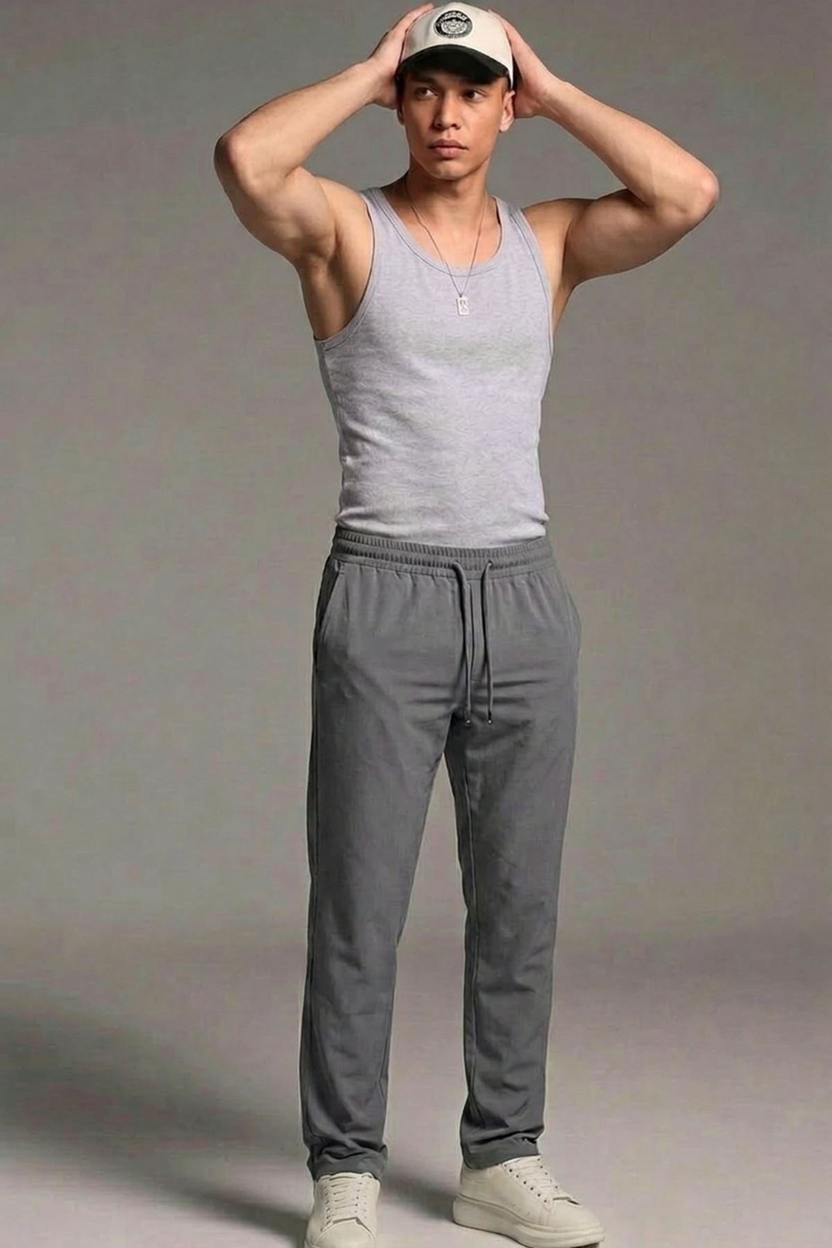 Erkek Esnek Casual Antrasit Baggy Pantolon