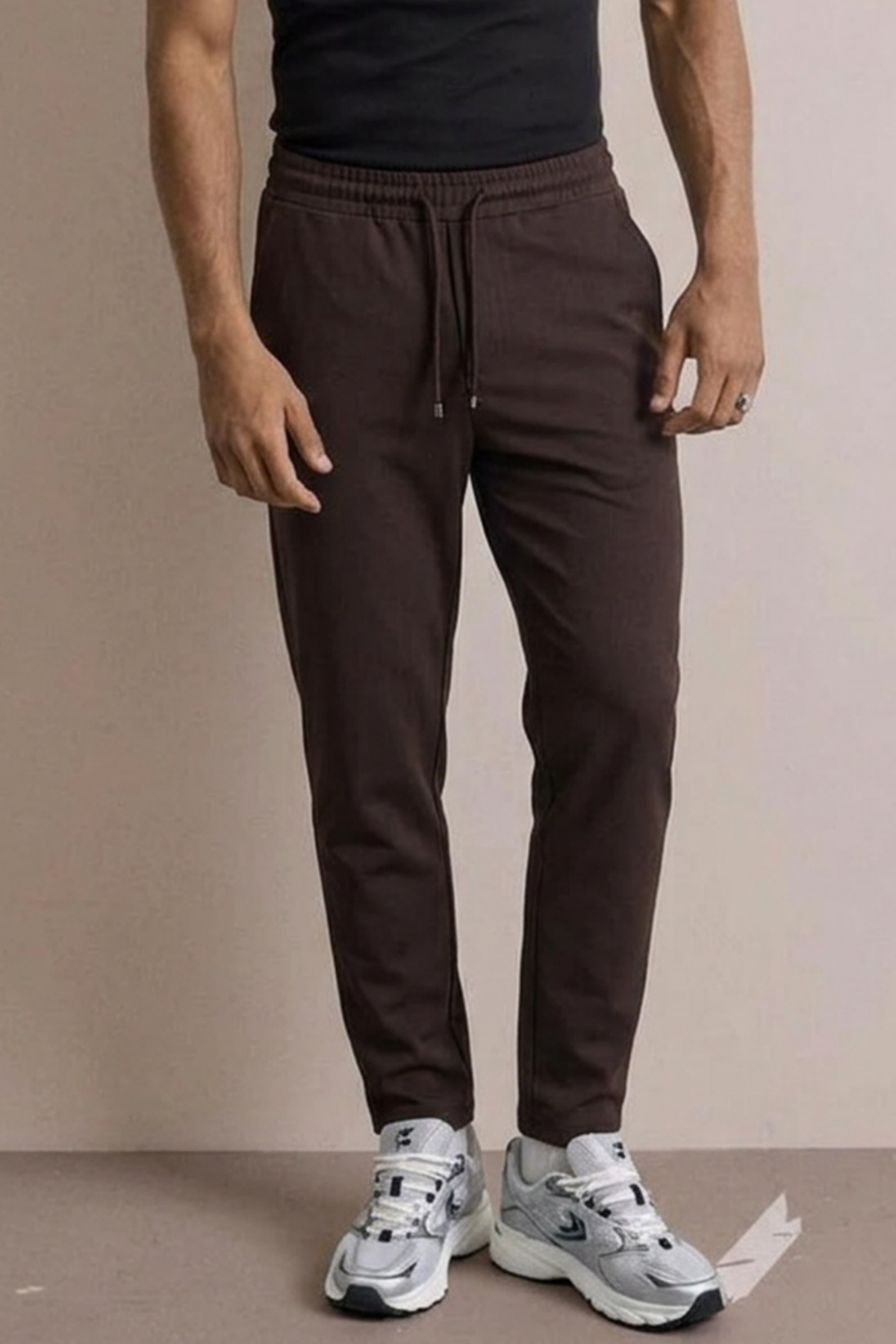 Erkek Beli Lastikli Rahat Kahve Bol Pantolon