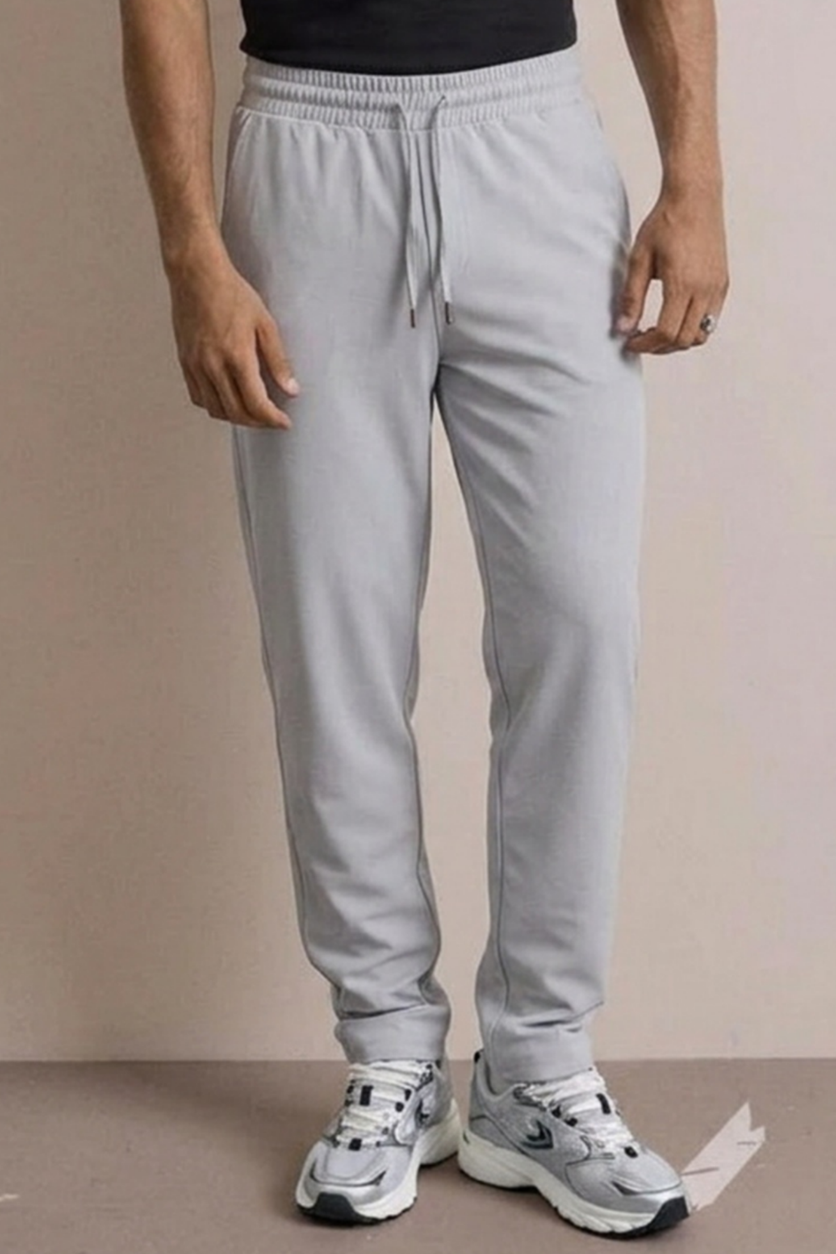 Erkek Beli Lastikli Rahat Açık Gri Bol Pantolon