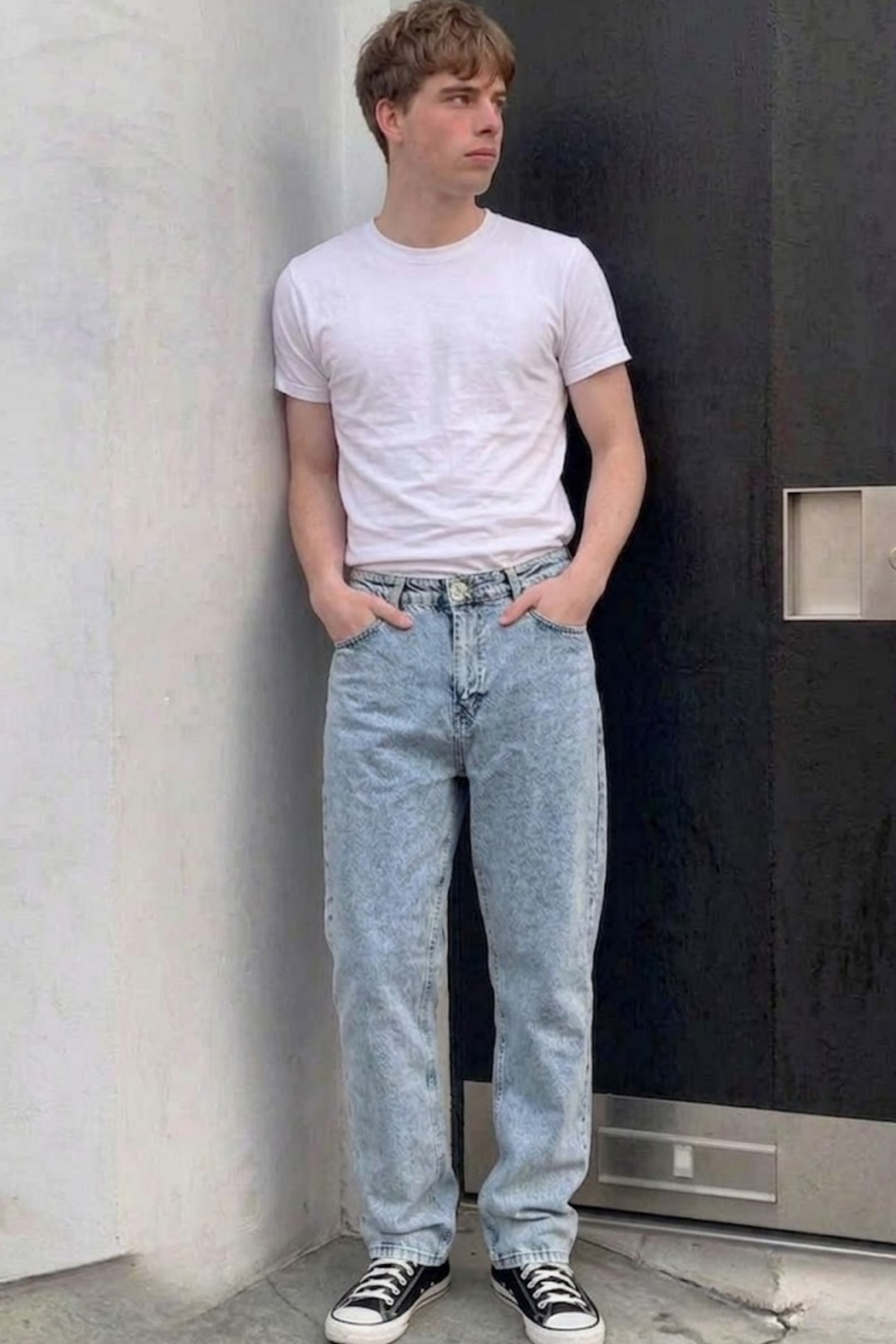 Erkek Bol Paça Kar Mavi Baggy Pantolon