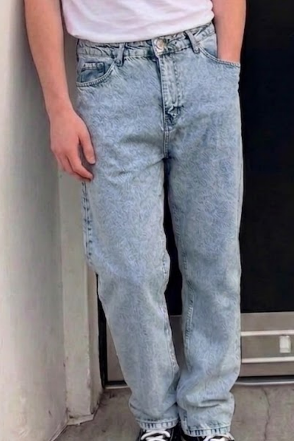 Erkek Bol Paça Kar Mavi Baggy Pantolon