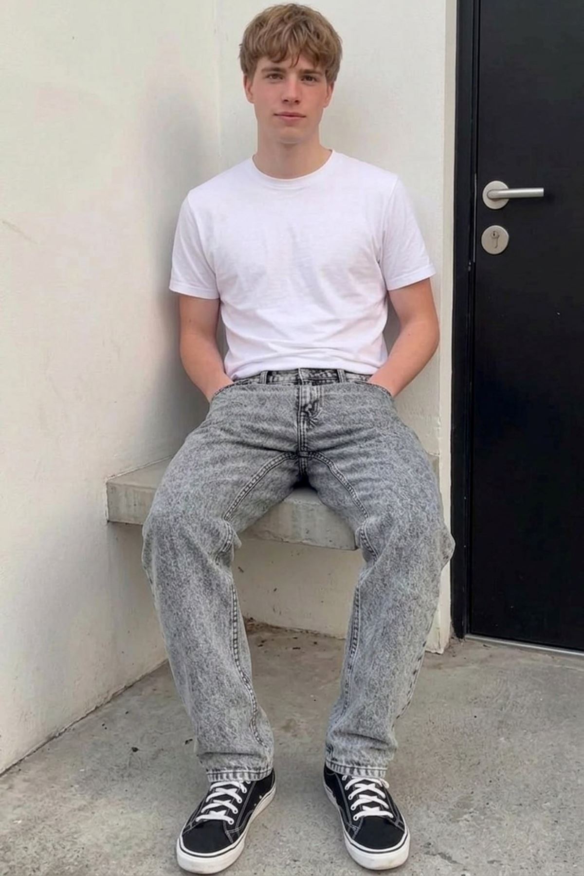 Erkek Bol Paça Açık Gri Baggy Pantolon