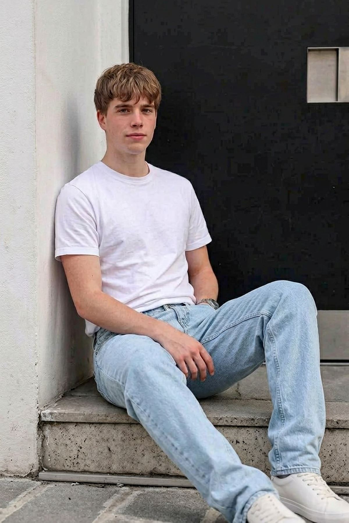 Erkek Bol Paça Buz Mavi Baggy Pantolon