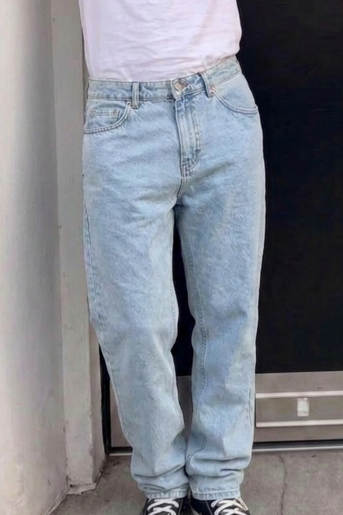 Erkek Bol Paça Buz Mavi Baggy Pantolon