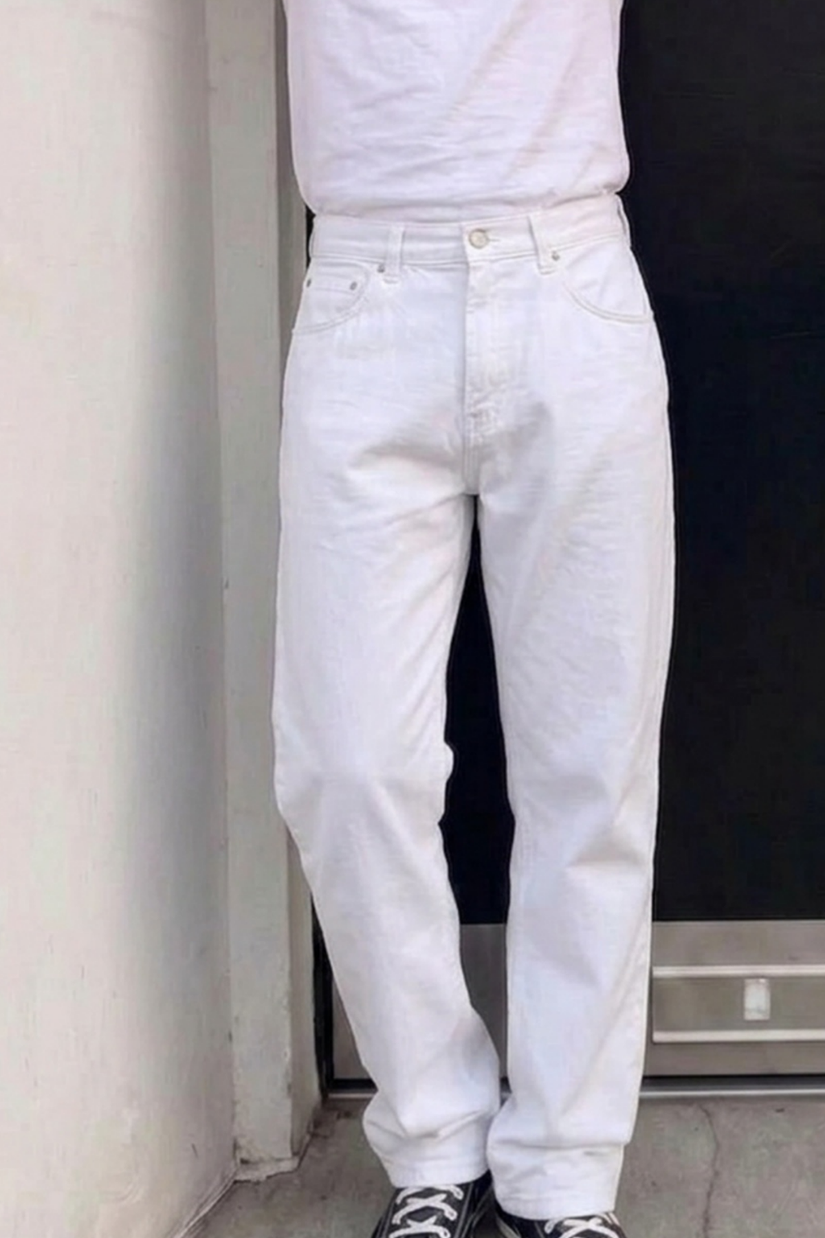 Erkek Bol Paça Beyaz Baggy Pantolon