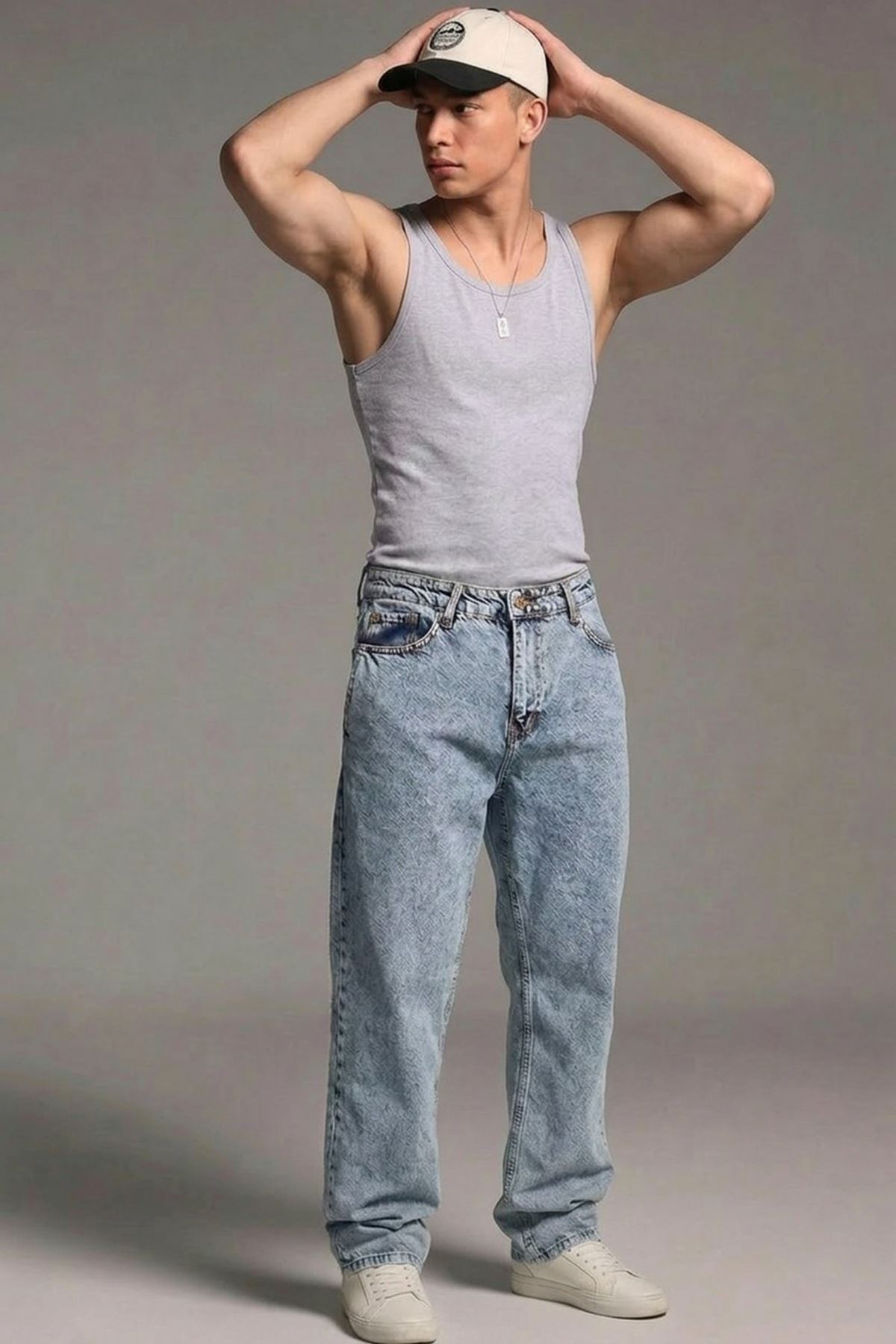 Erkek Relaxed Fit  5 Cepli Kar Mavi Kot Pantolon