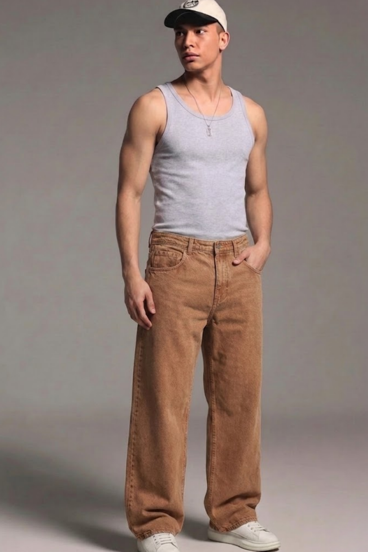 Erkek Relaxed Fit  5 Cepli Kiremit Kot Pantolon
