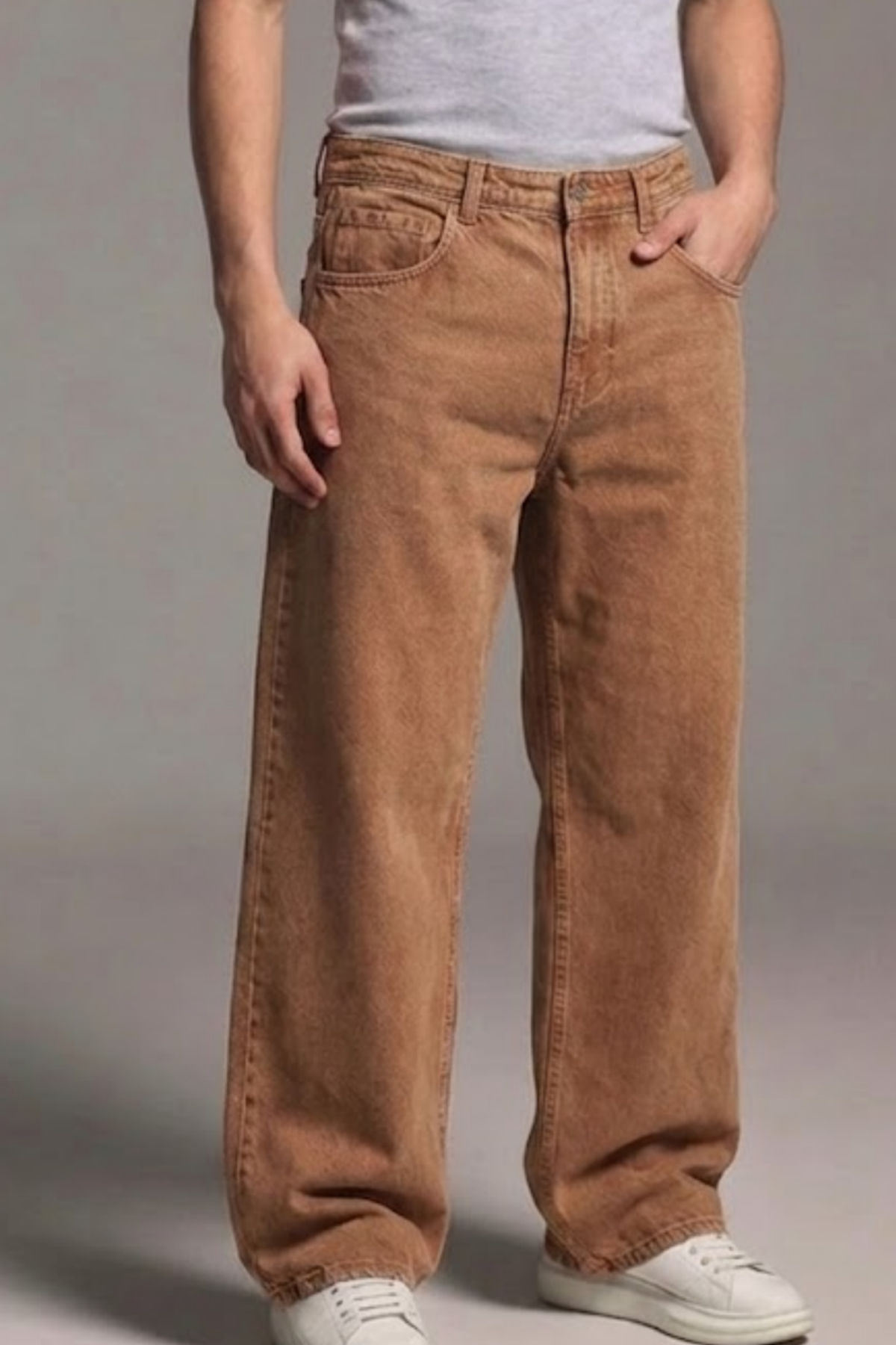 Erkek Relaxed Fit  5 Cepli Kiremit Kot Pantolon
